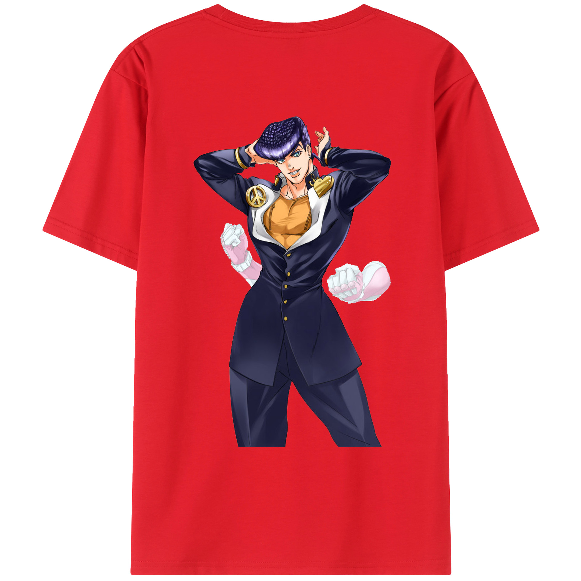 （画像用） ジョジョの奇妙な冒険 ひがしかた じょうすけ JoJo's Bizarre Adventure Higashikata Josuke 綿100％ メンズ半袖Tシャツ（バックプリント） 通気性