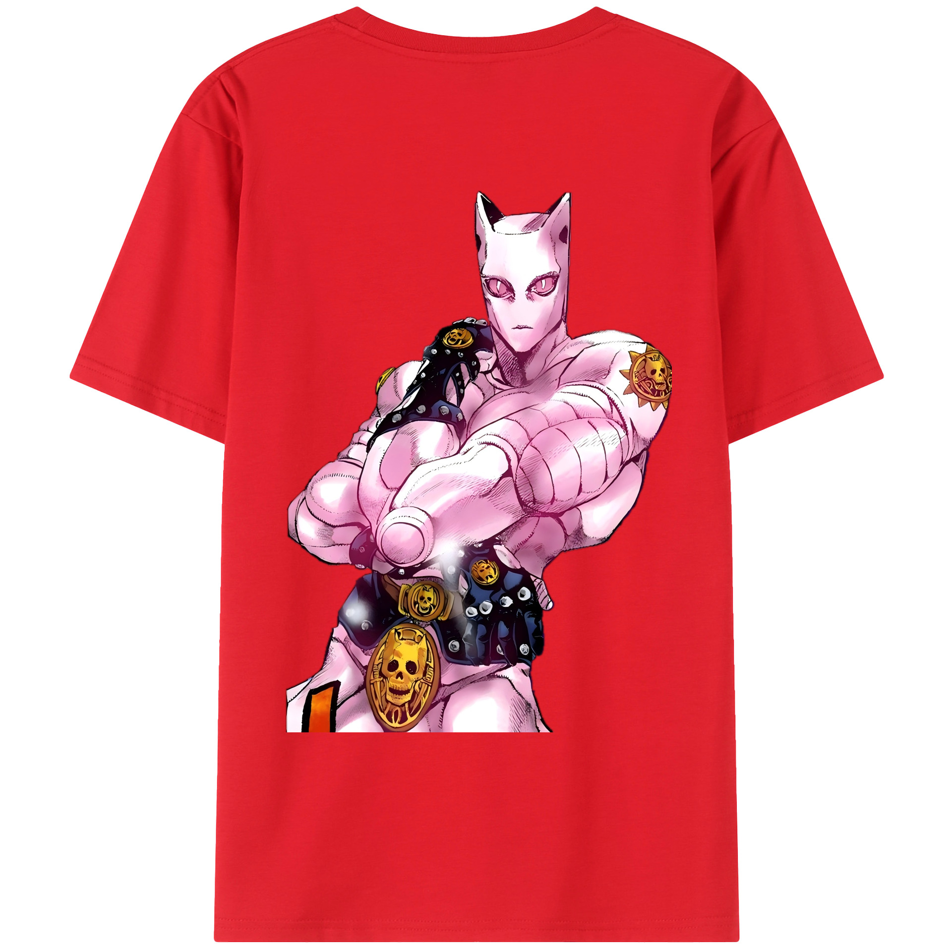 （画像用） ジョジョの奇妙な冒険 きら よしかげ JoJo's Bizarre Adventure Kira Yoshikage 綿100％ メンズ半袖Tシャツ（バックプリント） 通気性