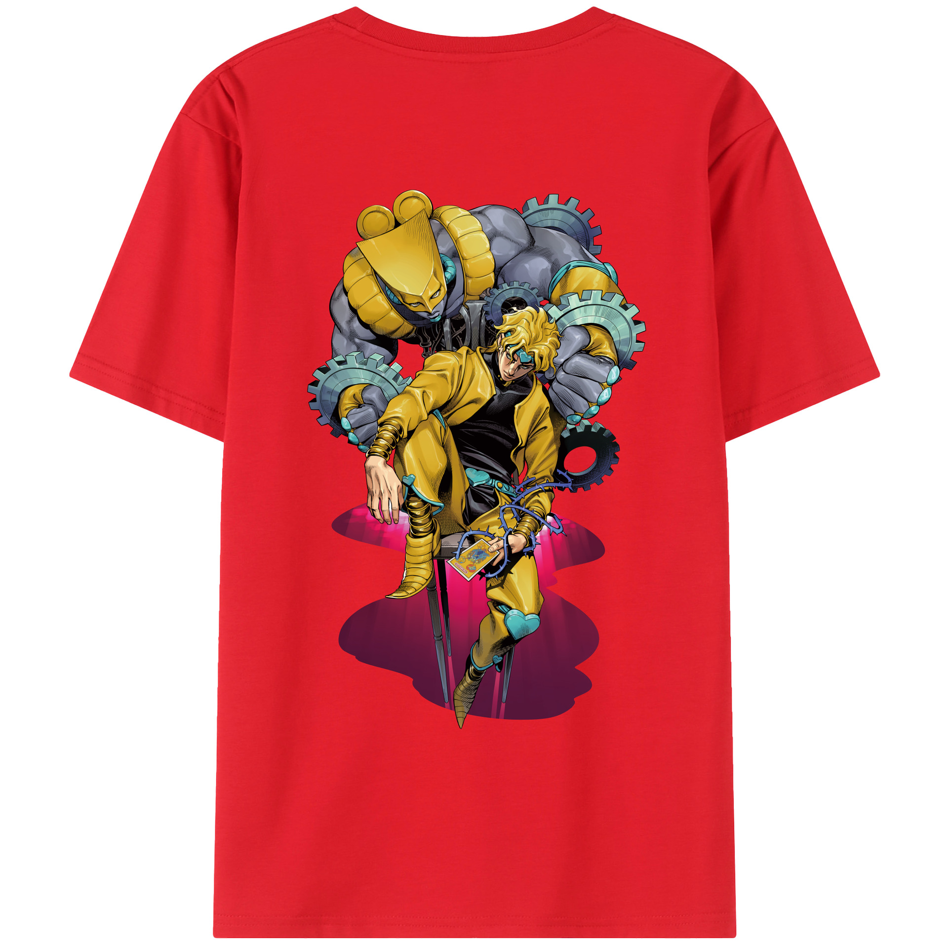 （画像用） ジョジョの奇妙な冒険 ディオ?ブランドー JoJo's Bizarre Adventure Dio Brando 綿100％ メンズ半袖Tシャツ（バックプリント） 通気性