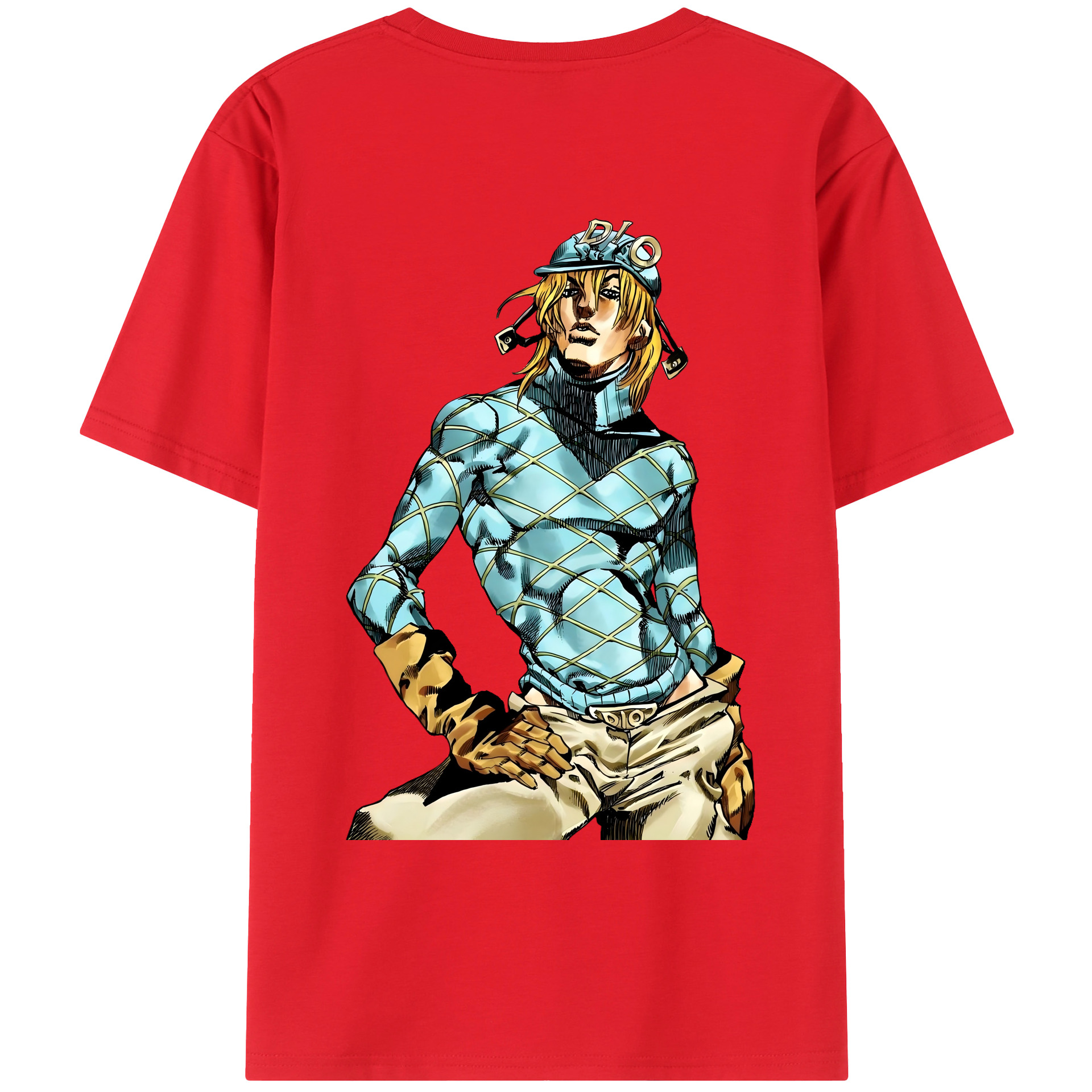 （画像用） ジョジョの奇妙な冒険 ディオ?ブランドー JoJo's Bizarre Adventure Dio Brando 綿100％ メンズ半袖Tシャツ（バックプリント） 通気性