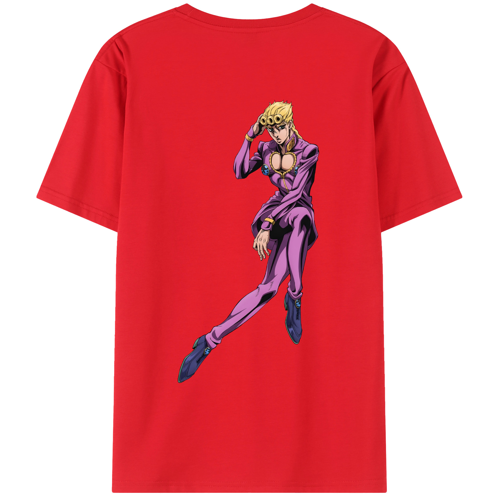 （画像用） ジョジョの奇妙な冒険 ジョルノ?ジョバァーナ JoJo's Bizarre Adventure Giorno Giovanna 綿100％ メンズ半袖Tシャツ（バックプリント） 通気性