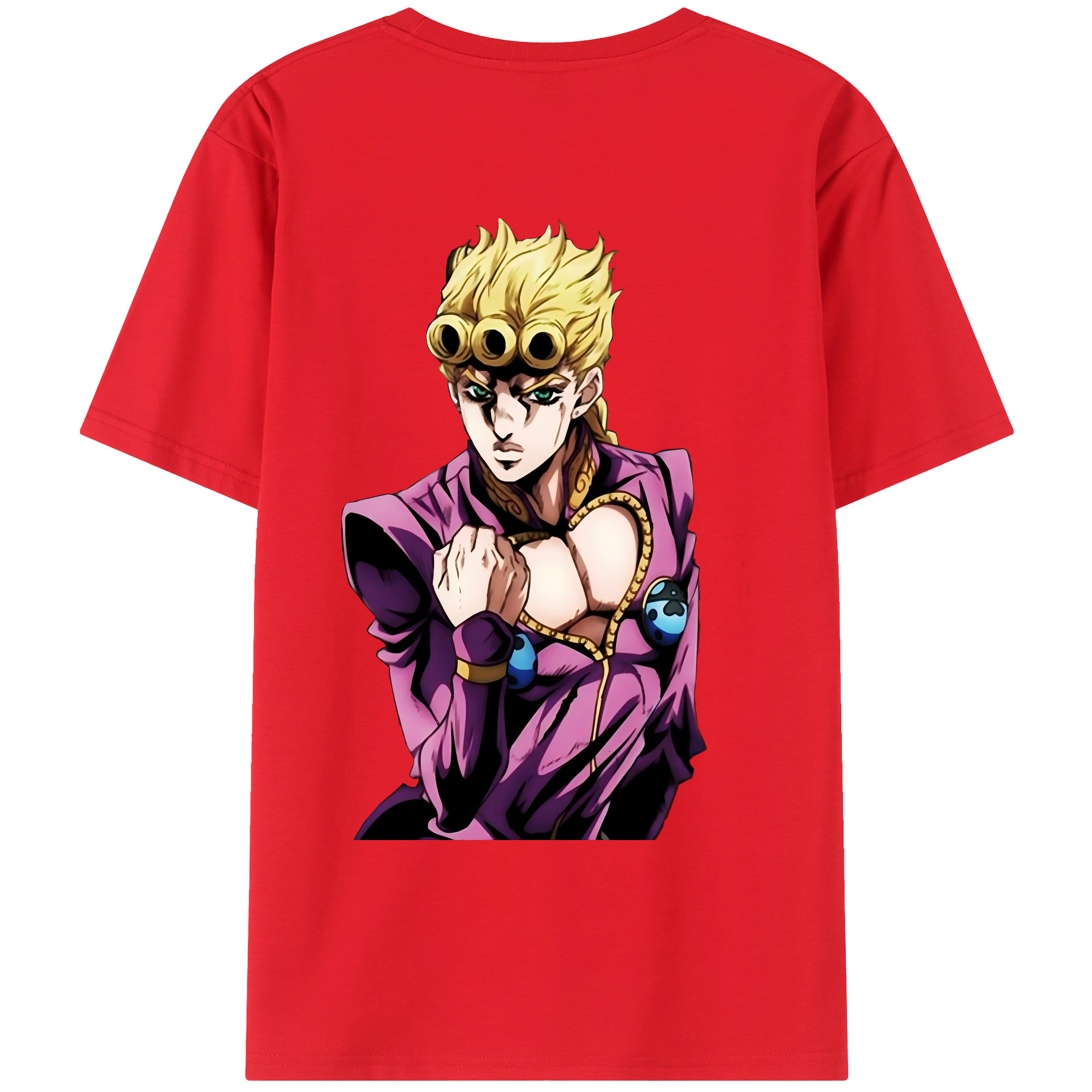 （画像用） ジョジョの奇妙な冒険 ジョルノ?ジョバァーナ JoJo's Bizarre Adventure Giorno Giovanna 綿100％ メンズ半袖Tシャツ（バックプリント） 通気性
