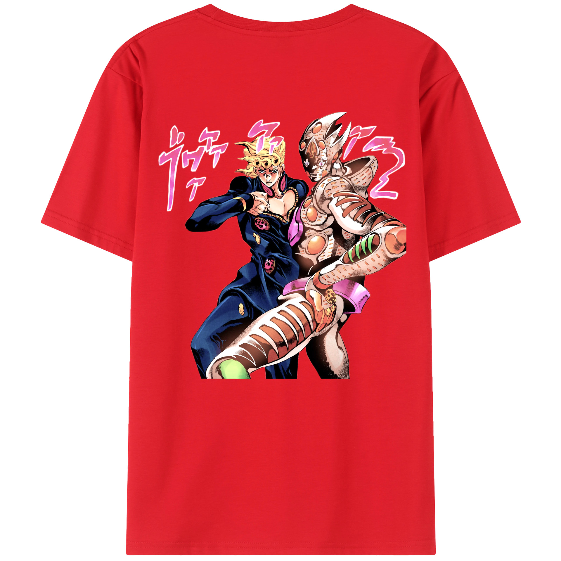 （画像用） ジョジョの奇妙な冒険 ジョルノ?ジョバァーナ JoJo's Bizarre Adventure Giorno Giovanna 綿100％ メンズ半袖Tシャツ（バックプリント） 通気性