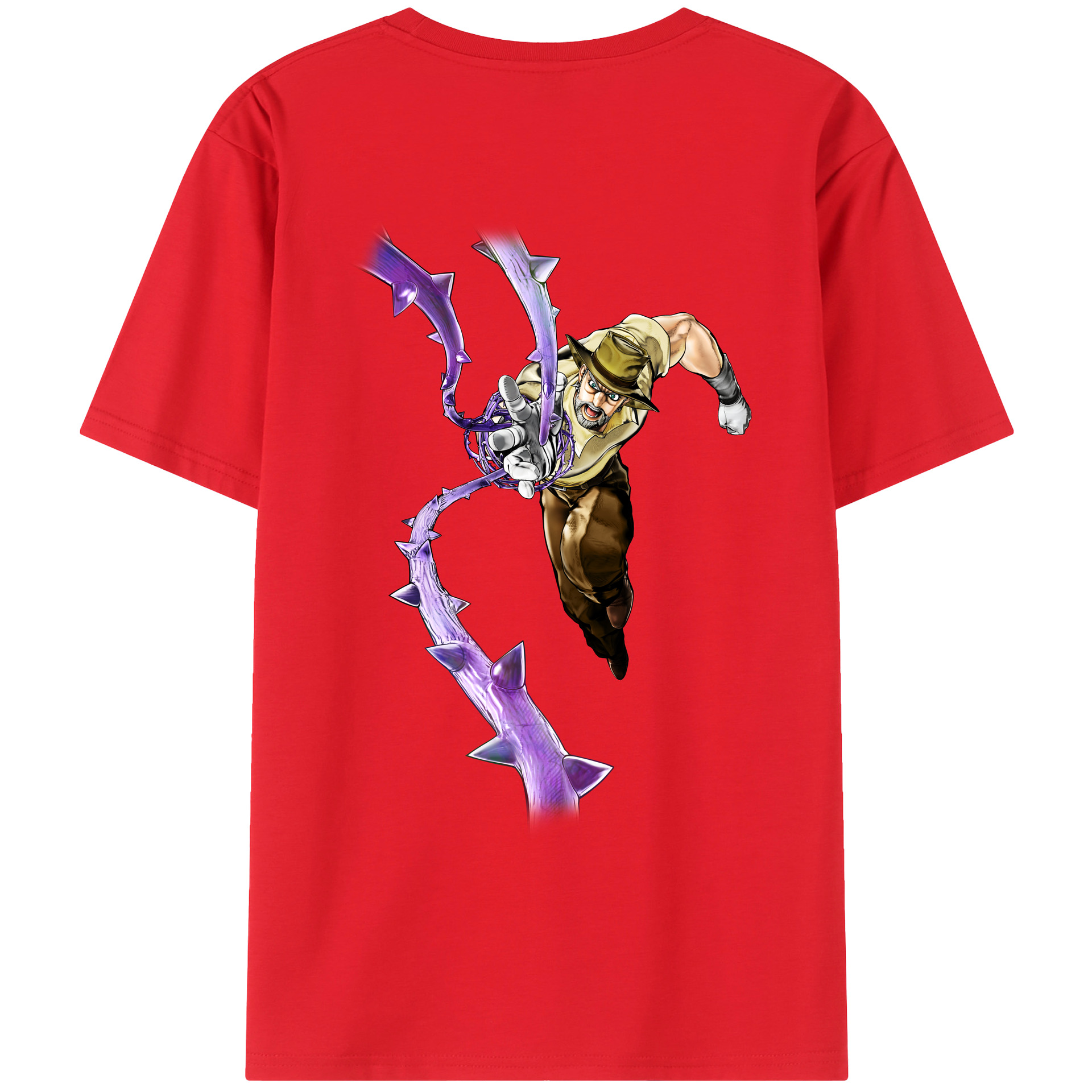 （画像用） ジョジョの奇妙な冒険 ジョセフ?ジョースター JoJo's Bizarre Adventure Joseph Joestar 綿100％ メンズ半袖Tシャツ（バックプリント） 通気性