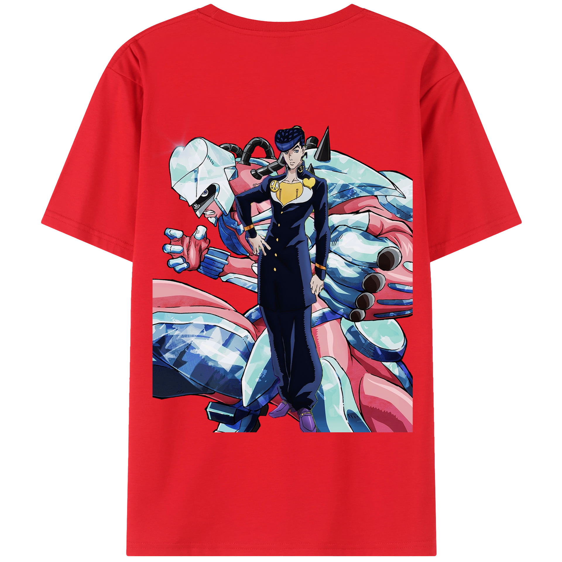 （画像用） ジョジョの奇妙な冒険 ひがしかた じょうすけ JoJo's Bizarre Adventure Higashikata Josuke 綿100％ メンズ半袖Tシャツ（バックプリント） 通気性