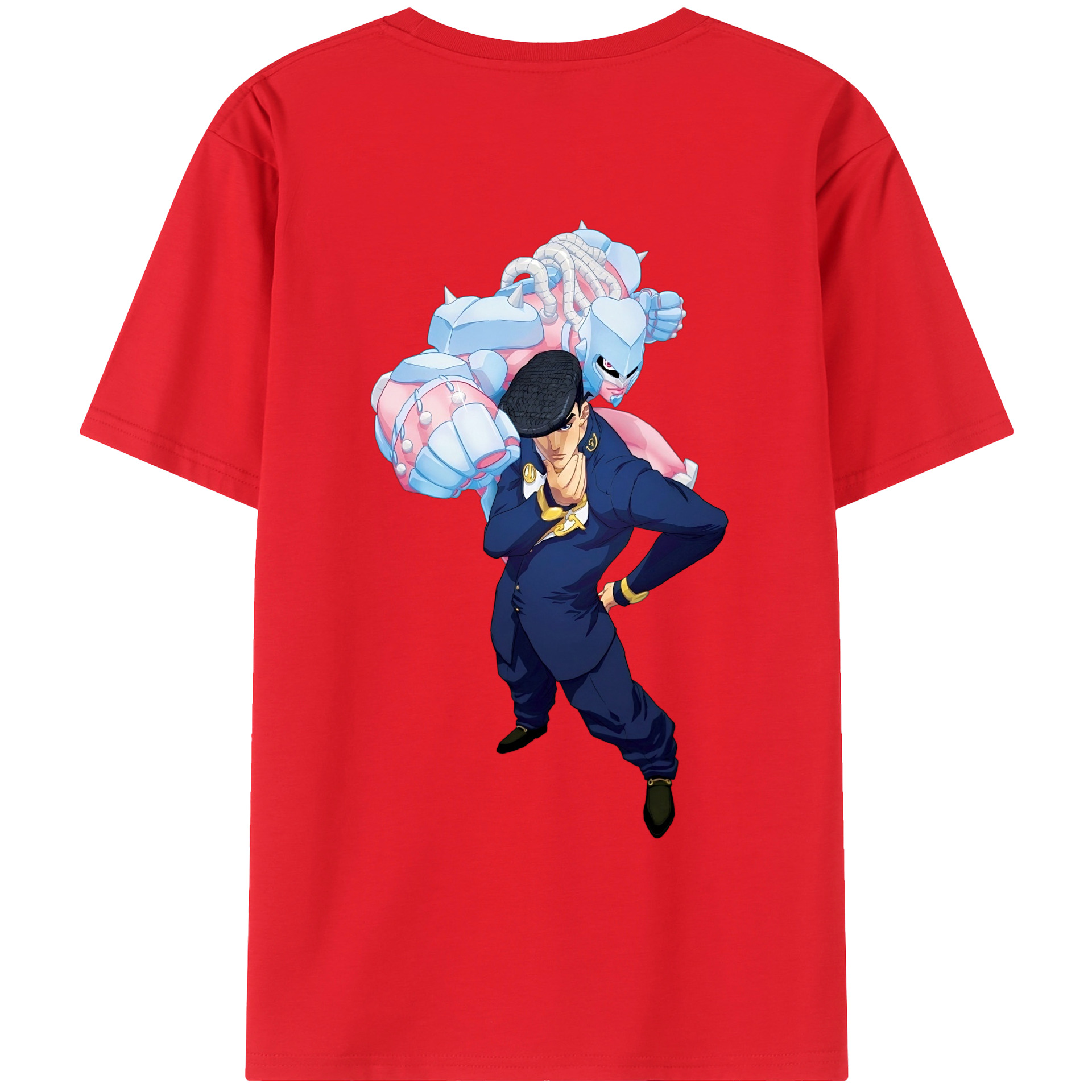（画像用） ジョジョの奇妙な冒険 ひがしかた じょうすけ JoJo's Bizarre Adventure Higashikata Josuke 綿100％ メンズ半袖Tシャツ（バックプリント） 通気性