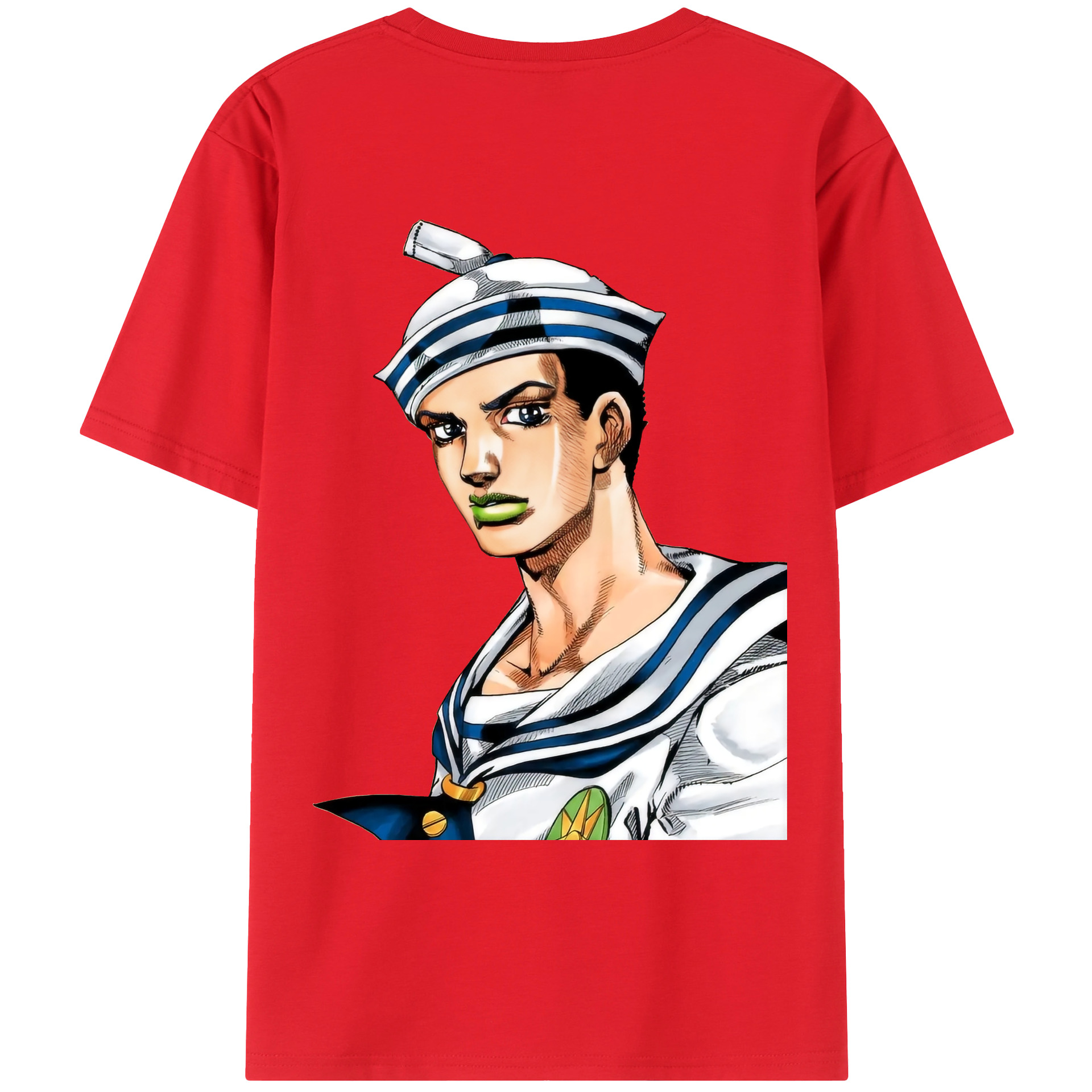 （画像用） ジョジョの奇妙な冒険 東方定助 JoJo's Bizarre Adventure Higashikata Josuke 綿100％ メンズ半袖Tシャツ（バックプリント） 通気性
