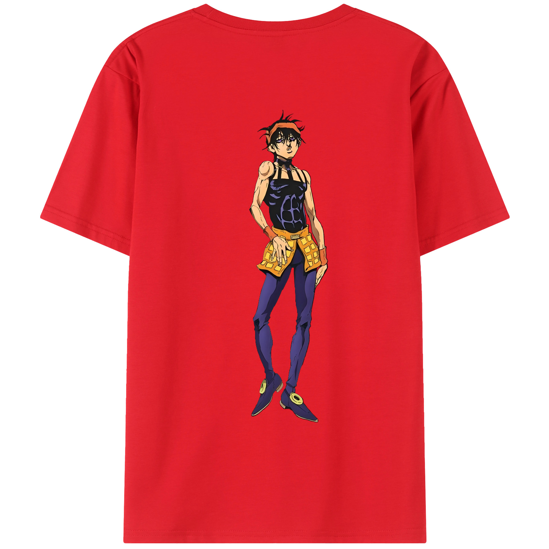 （画像用） ジョジョの奇妙な冒険 ナランチャ?ギルガ JoJo's Bizarre Adventure Narancia Ghirga 綿100％ メンズ半袖Tシャツ（バックプリント） 通気性