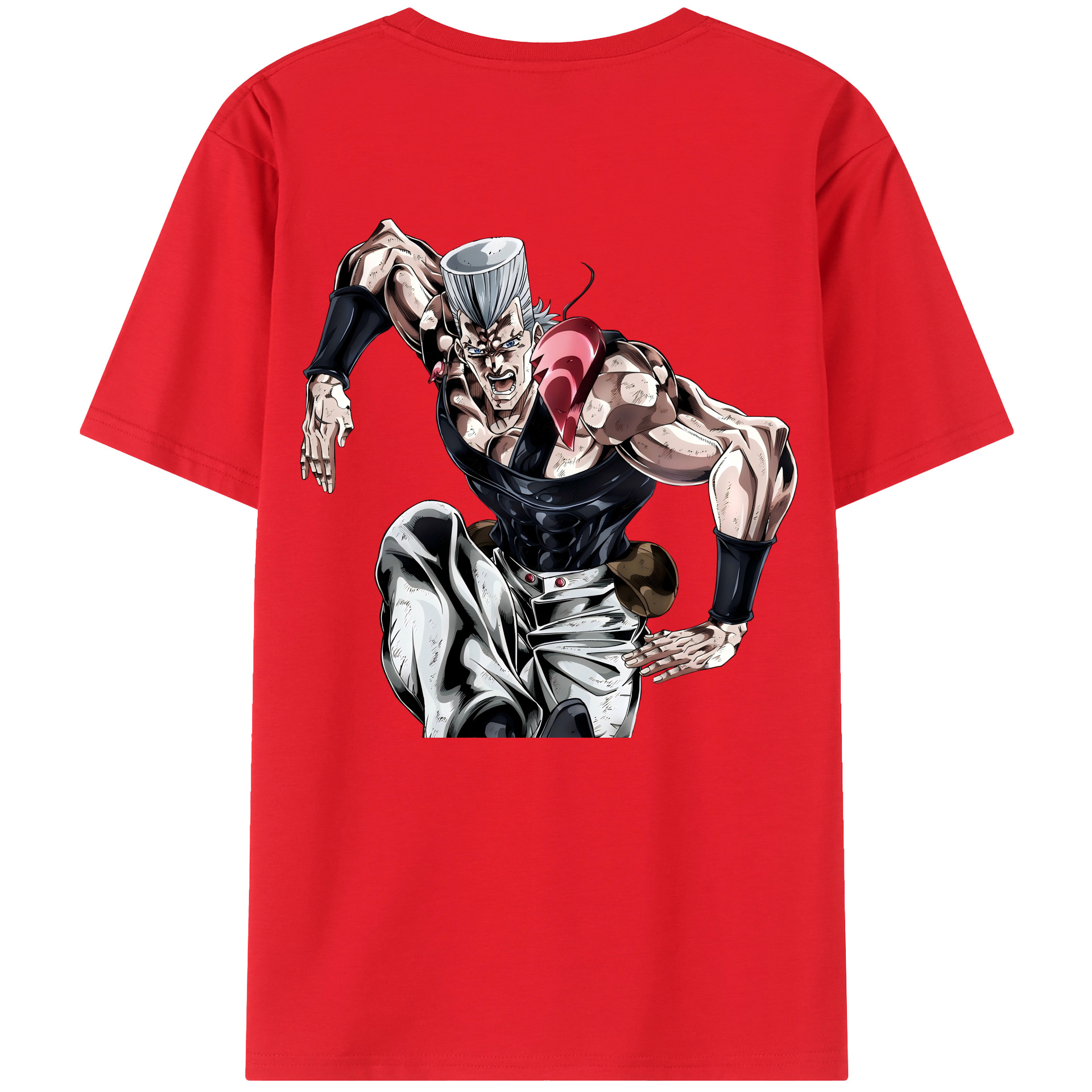 （画像用） ジョジョの奇妙な冒険 ジャン＝ピエール?ポルナレフ JoJo's Bizarre Adventure Jan Pierre Polnareff 綿100％ メンズ半袖Tシャツ（バックプリント） 通気性