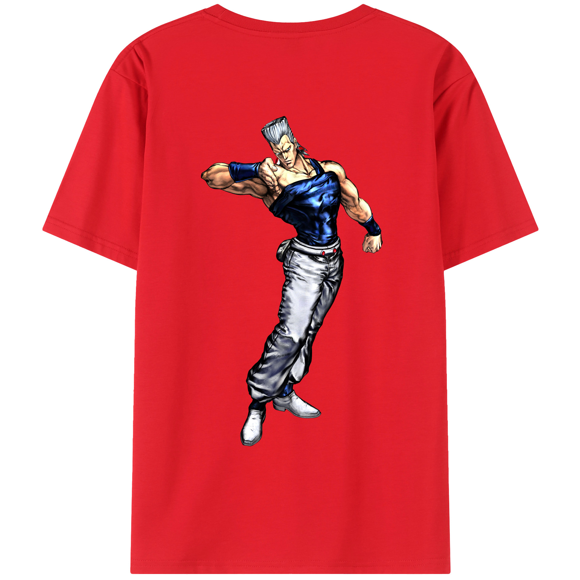 （画像用） ジョジョの奇妙な冒険 ジャン＝ピエール?ポルナレフ JoJo's Bizarre Adventure Jan Pierre Polnareff 綿100％ メンズ半袖Tシャツ（バックプリント） 通気性