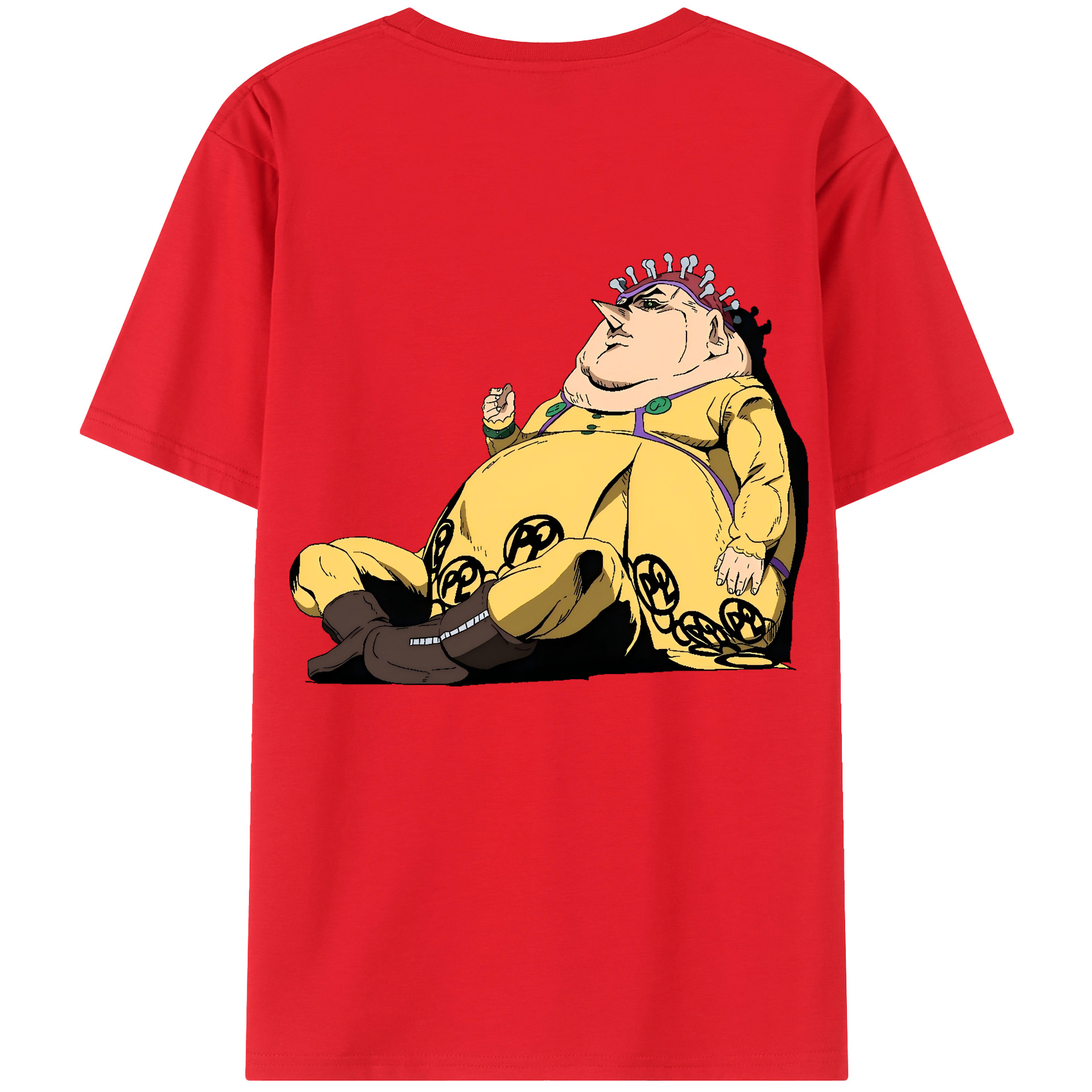 （画像用） ジョジョの奇妙な冒険 ポルポ JoJo's Bizarre Adventure Polpo 綿100％ メンズ半袖Tシャツ（バックプリント） 通気性