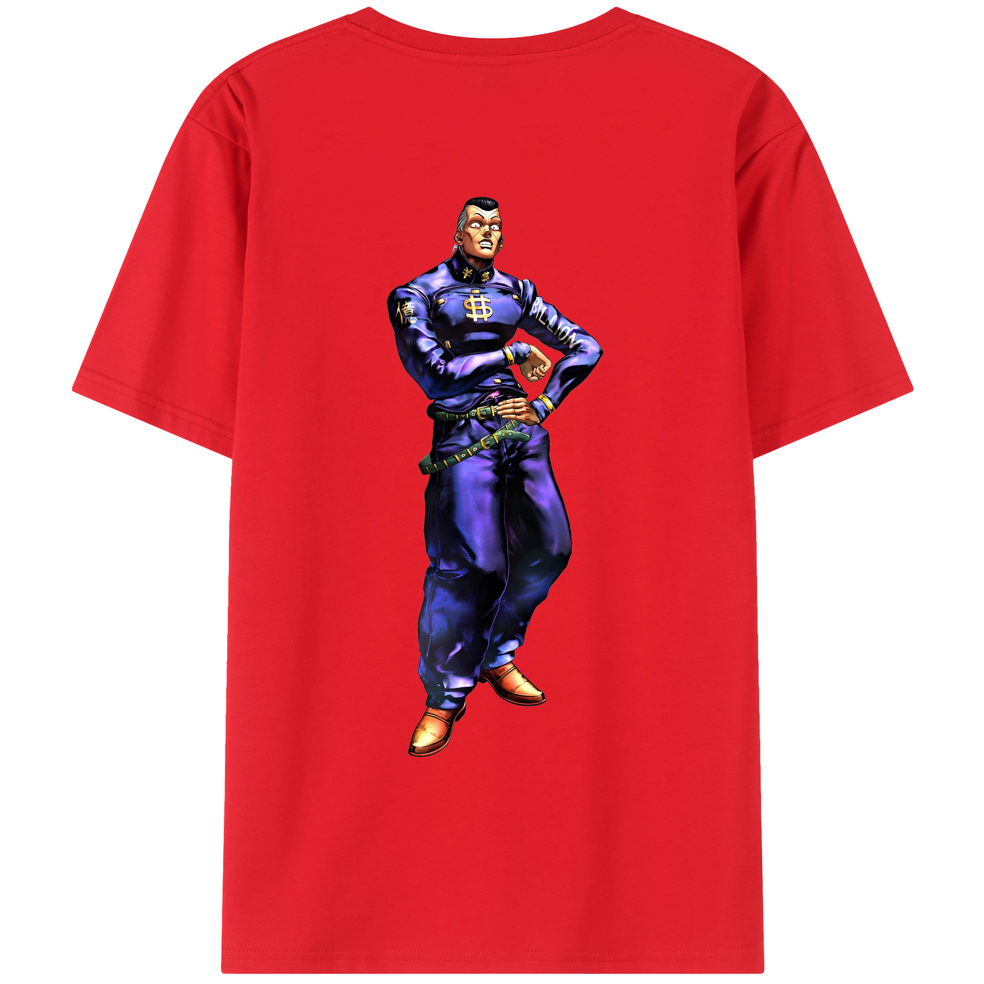 （画像用） ジョジョの奇妙な冒険 虹村億泰 にじむら おくやす JoJo's Bizarre Adventure Nijimura Okuyasu 綿100％ メンズ半袖Tシャツ（バックプリント） 通気性
