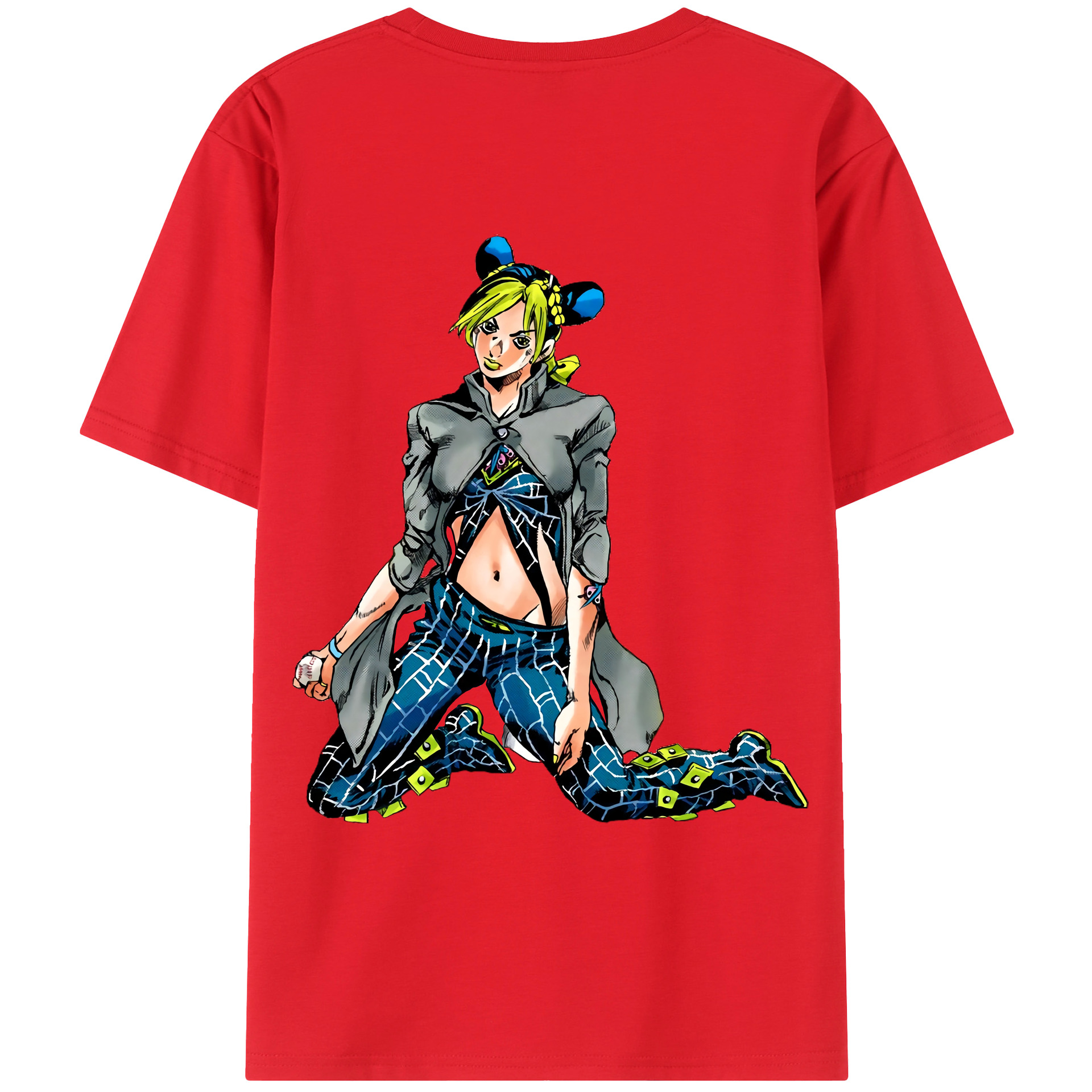 （画像用） "ジョジョの奇妙な冒険 くうじょう ジョリーン JoJo's Bizarre Adventure Jolyne Cujoh " 綿100％ メンズ半袖Tシャツ（バックプリント） 通気性