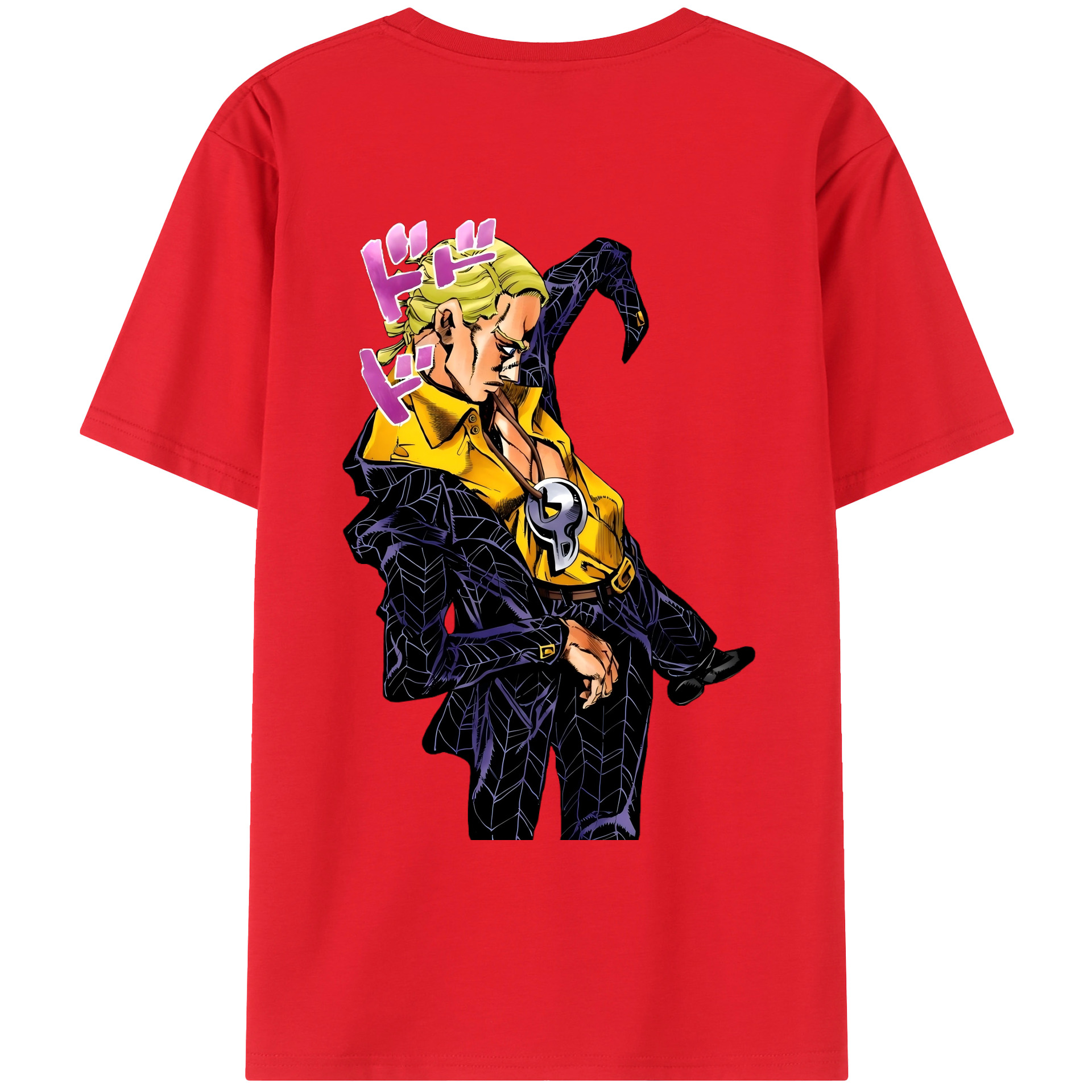 （画像用） ジョジョの奇妙な冒険 プロシュート JoJo's Bizarre Adventure Prosciutto 綿100％ メンズ半袖Tシャツ（バックプリント） 通気性