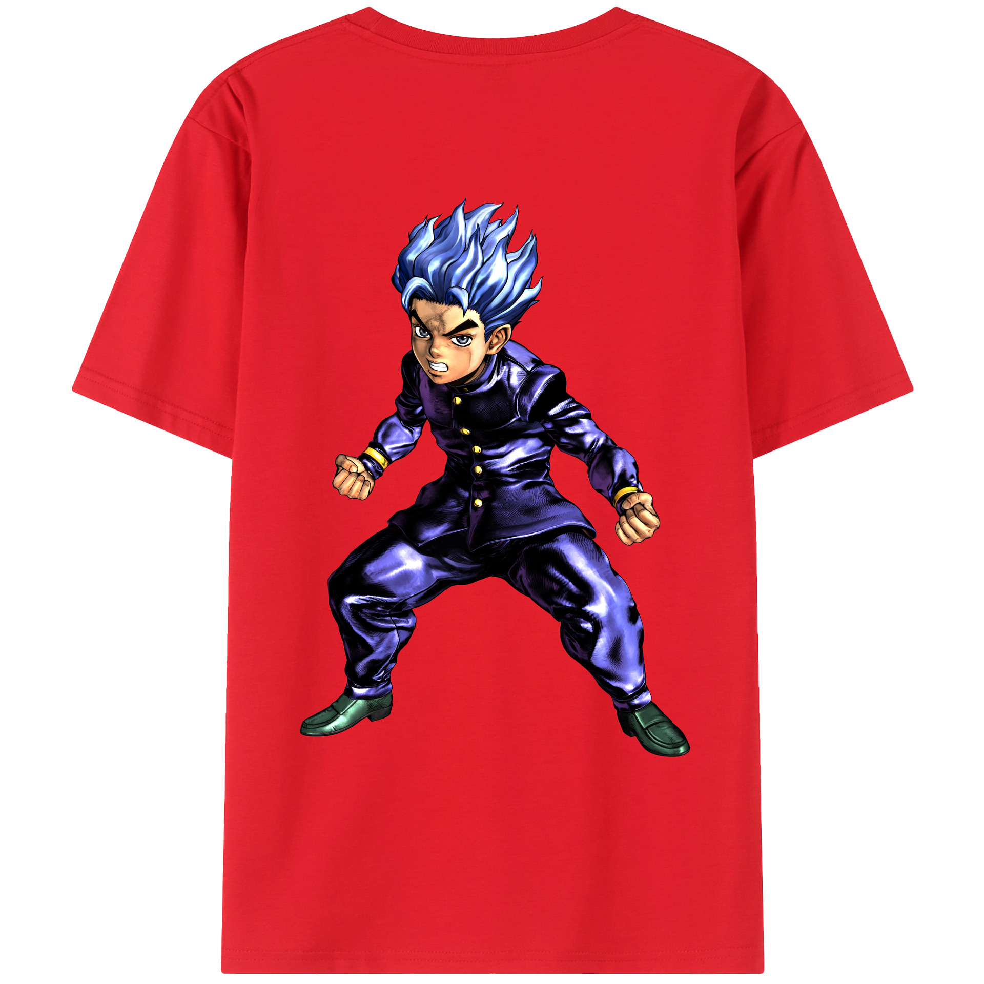 （画像用） ジョジョの奇妙な冒険 広瀨康一 JoJo's Bizarre Adventure Hirose Koichi 綿100％ メンズ半袖Tシャツ（バックプリント） 通気性