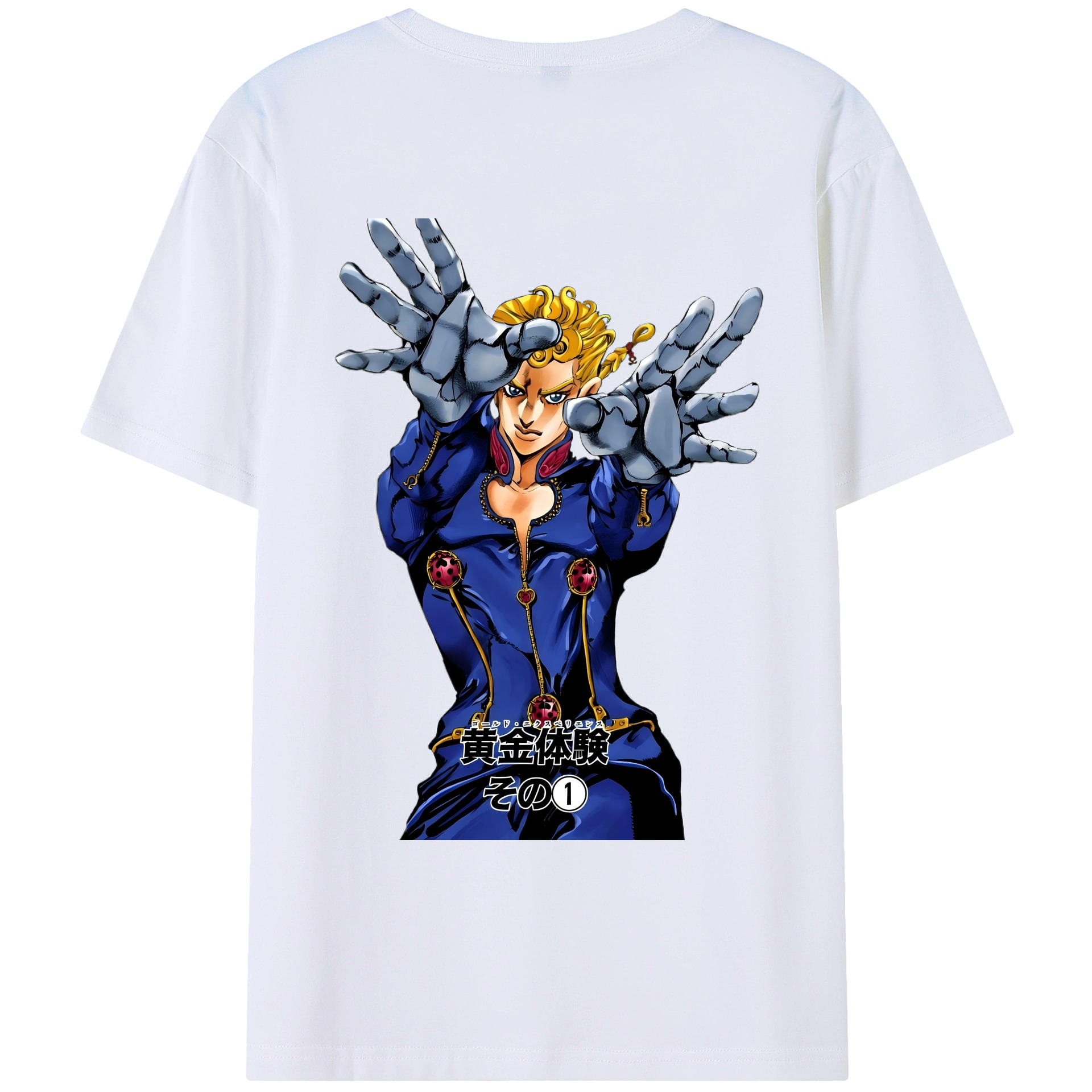 （画像用） ジョジョの奇妙な冒険 ジョルノ?ジョバァーナ JoJo's Bizarre Adventure Giorno Giovanna 綿100％ メンズ半袖Tシャツ（バックプリント） 通気性