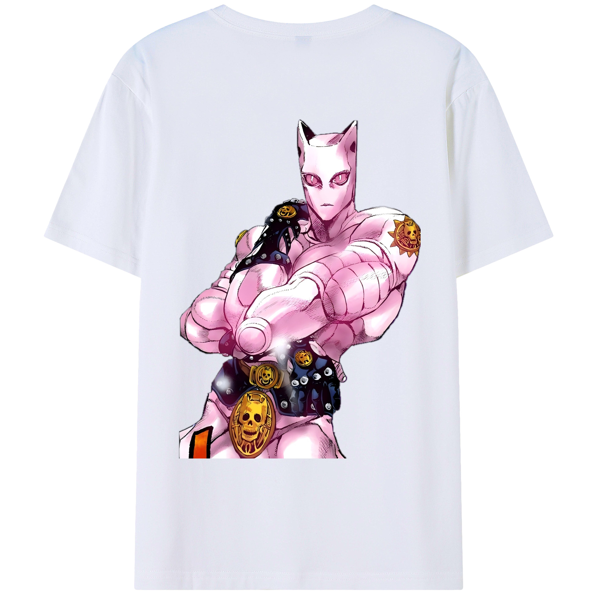 （画像用） ジョジョの奇妙な冒険 きら よしかげ JoJo's Bizarre Adventure Kira Yoshikage 綿100％ メンズ半袖Tシャツ（バックプリント） 通気性