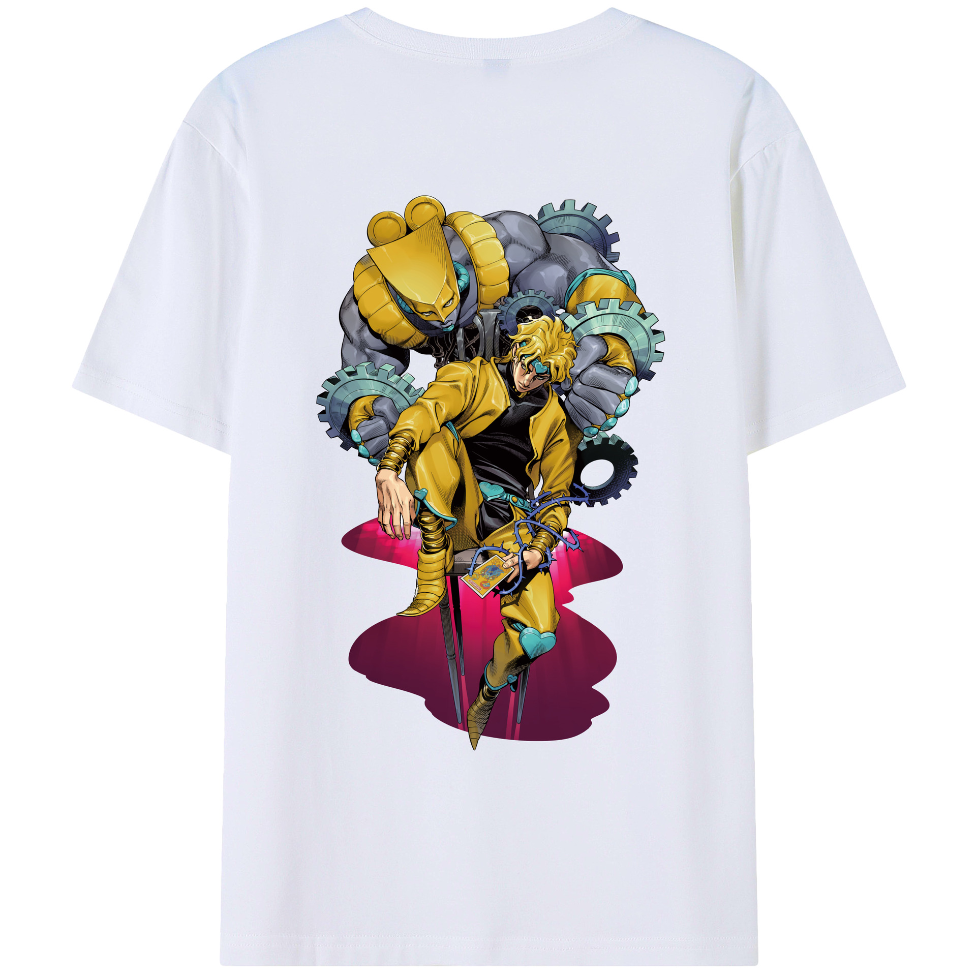 （画像用） ジョジョの奇妙な冒険 ディオ?ブランドー JoJo's Bizarre Adventure Dio Brando 綿100％ メンズ半袖Tシャツ（バックプリント） 通気性