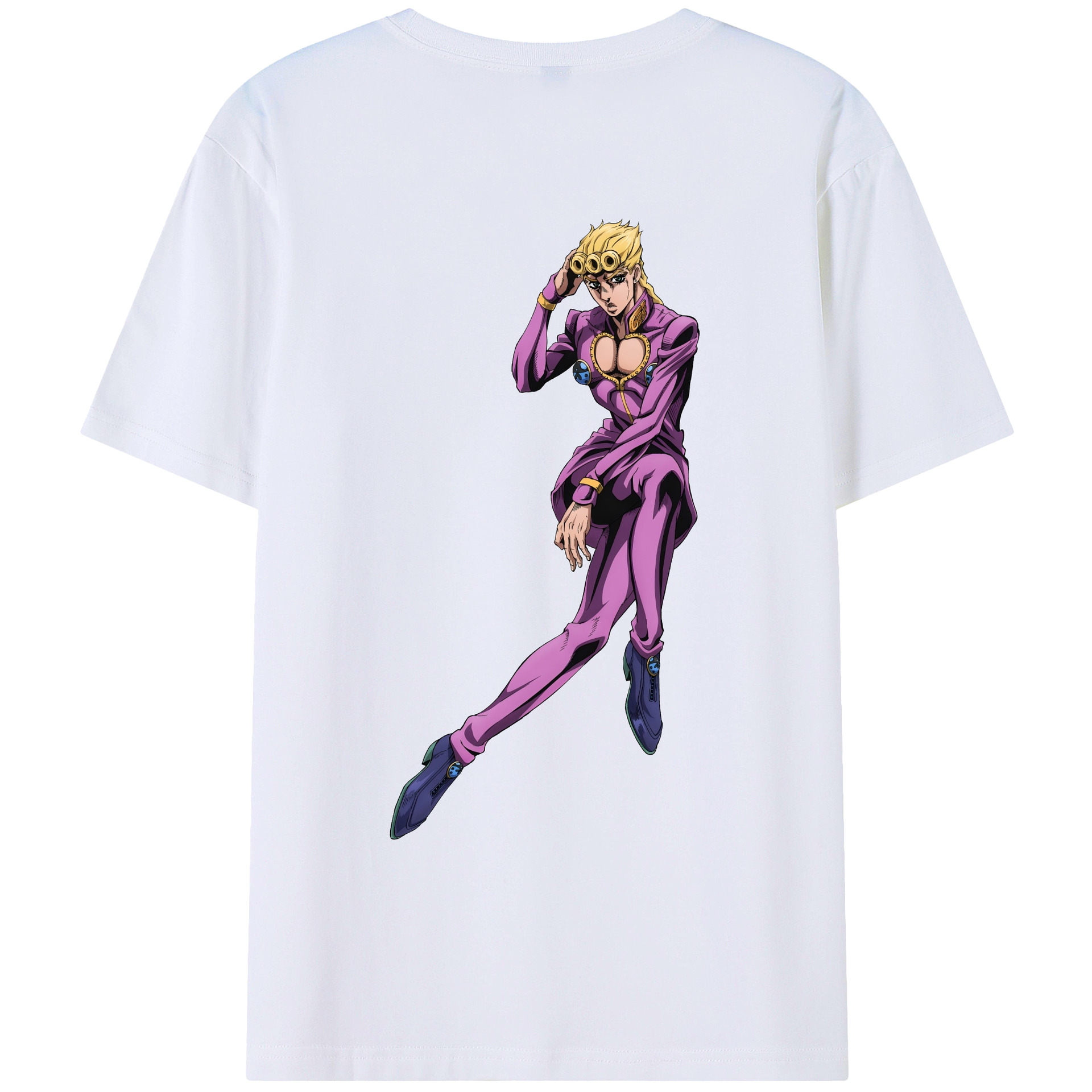 （画像用） ジョジョの奇妙な冒険 ジョルノ?ジョバァーナ JoJo's Bizarre Adventure Giorno Giovanna 綿100％ メンズ半袖Tシャツ（バックプリント） 通気性