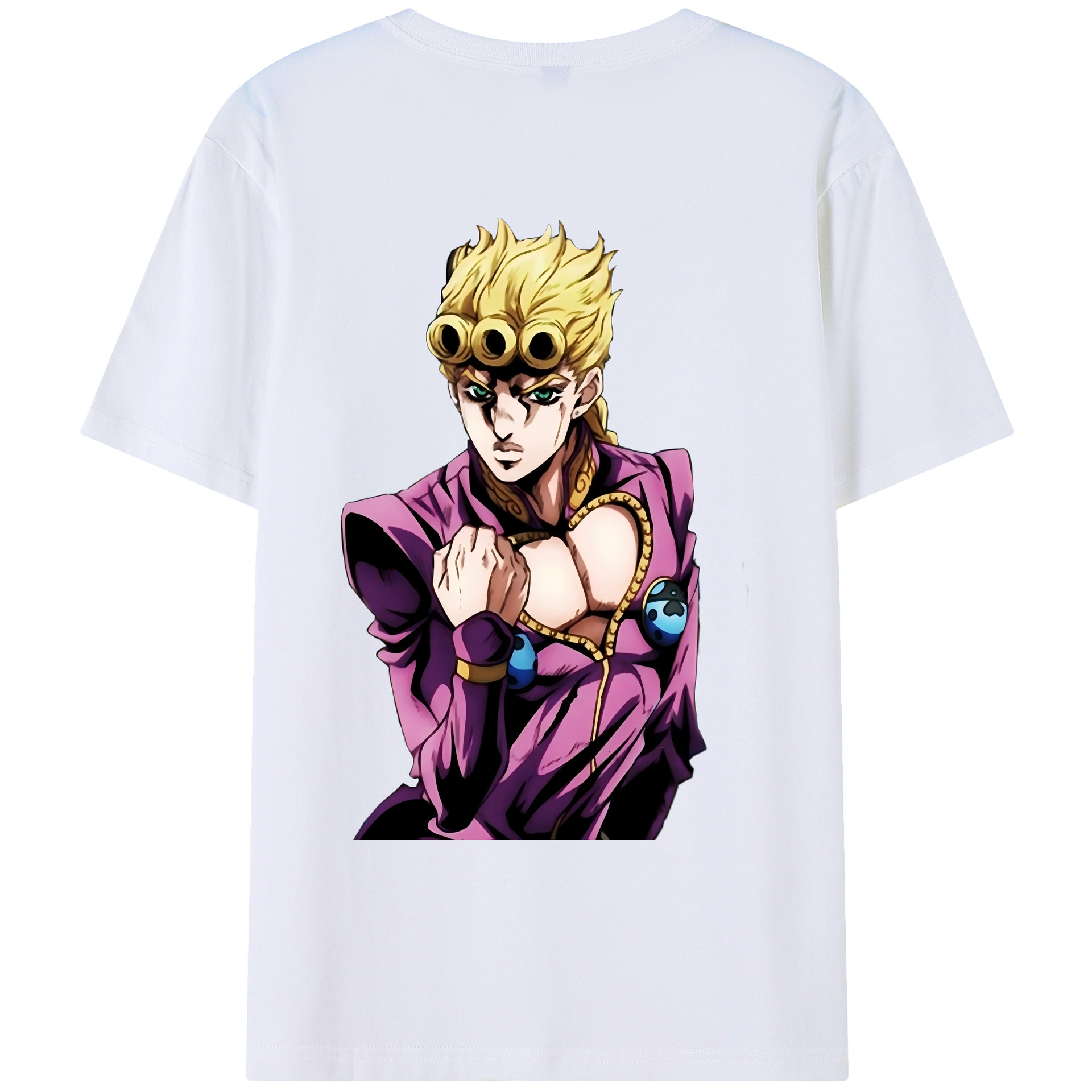 （画像用） ジョジョの奇妙な冒険 ジョルノ?ジョバァーナ JoJo's Bizarre Adventure Giorno Giovanna 綿100％ メンズ半袖Tシャツ（バックプリント） 通気性