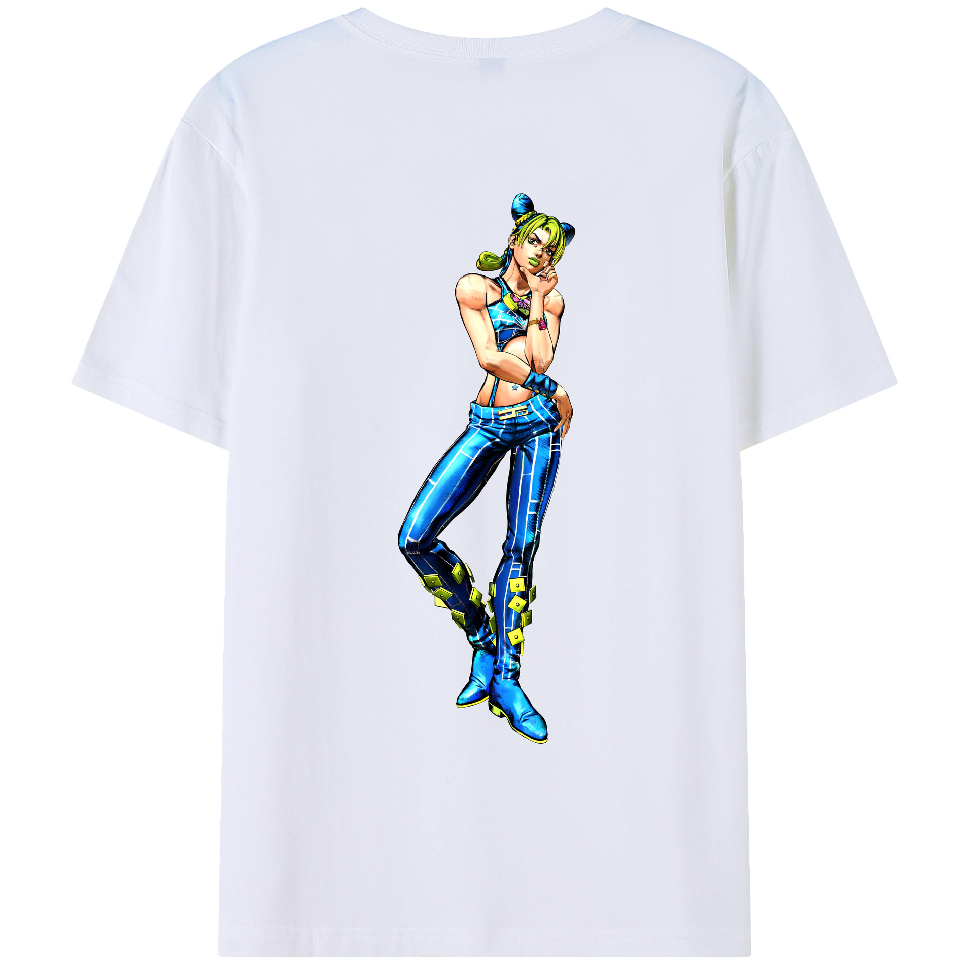（画像用） "ジョジョの奇妙な冒険 くうじょう ジョリーン JoJo's Bizarre Adventure Jolyne Cujoh " 綿100％ メンズ半袖Tシャツ（バックプリント） 通気性