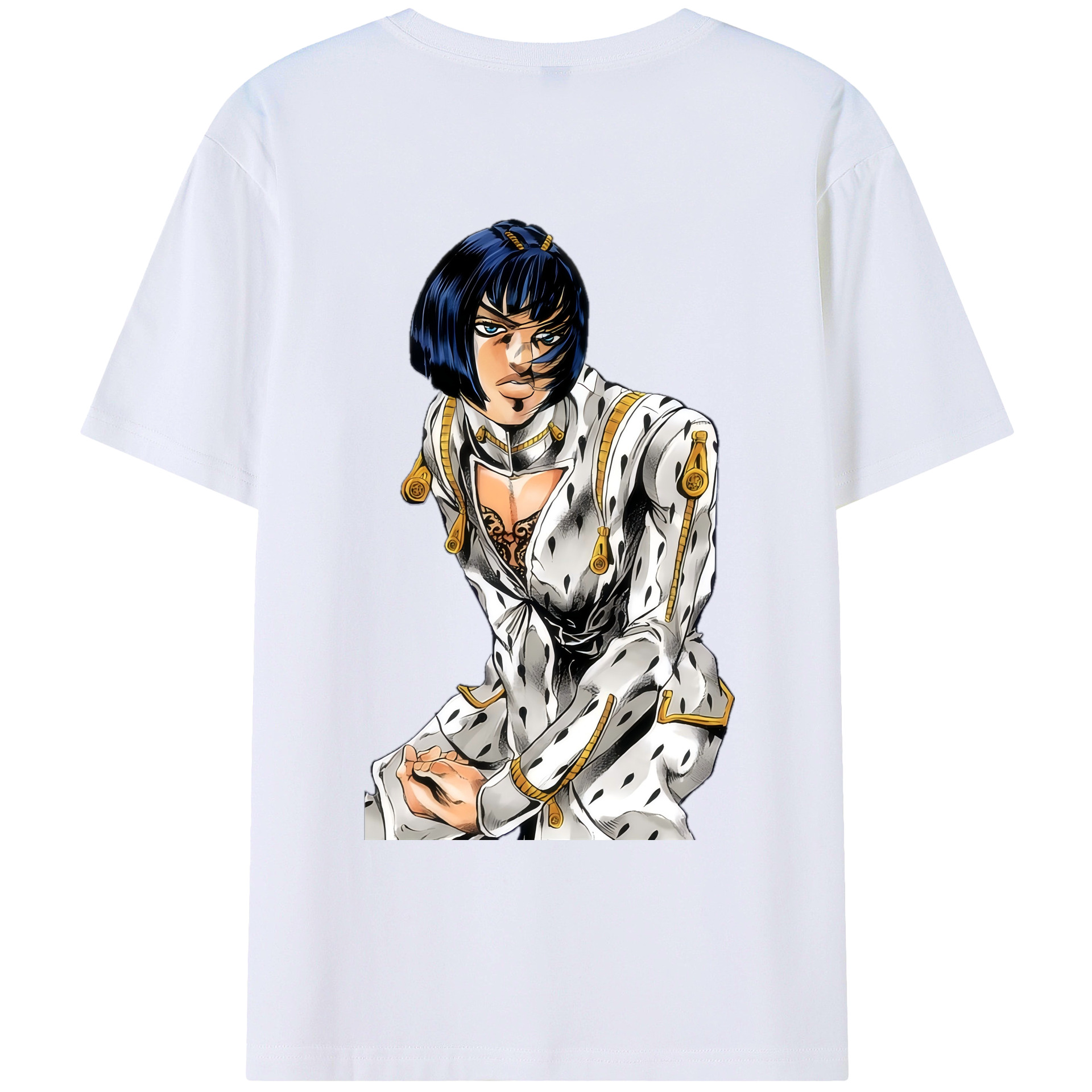 （画像用） ジョジョの奇妙な冒険 ブローノ?ブチャラティ JoJo's Bizarre Adventure Bruno Bucciarati 綿100％ メンズ半袖Tシャツ（バックプリント） 通気性