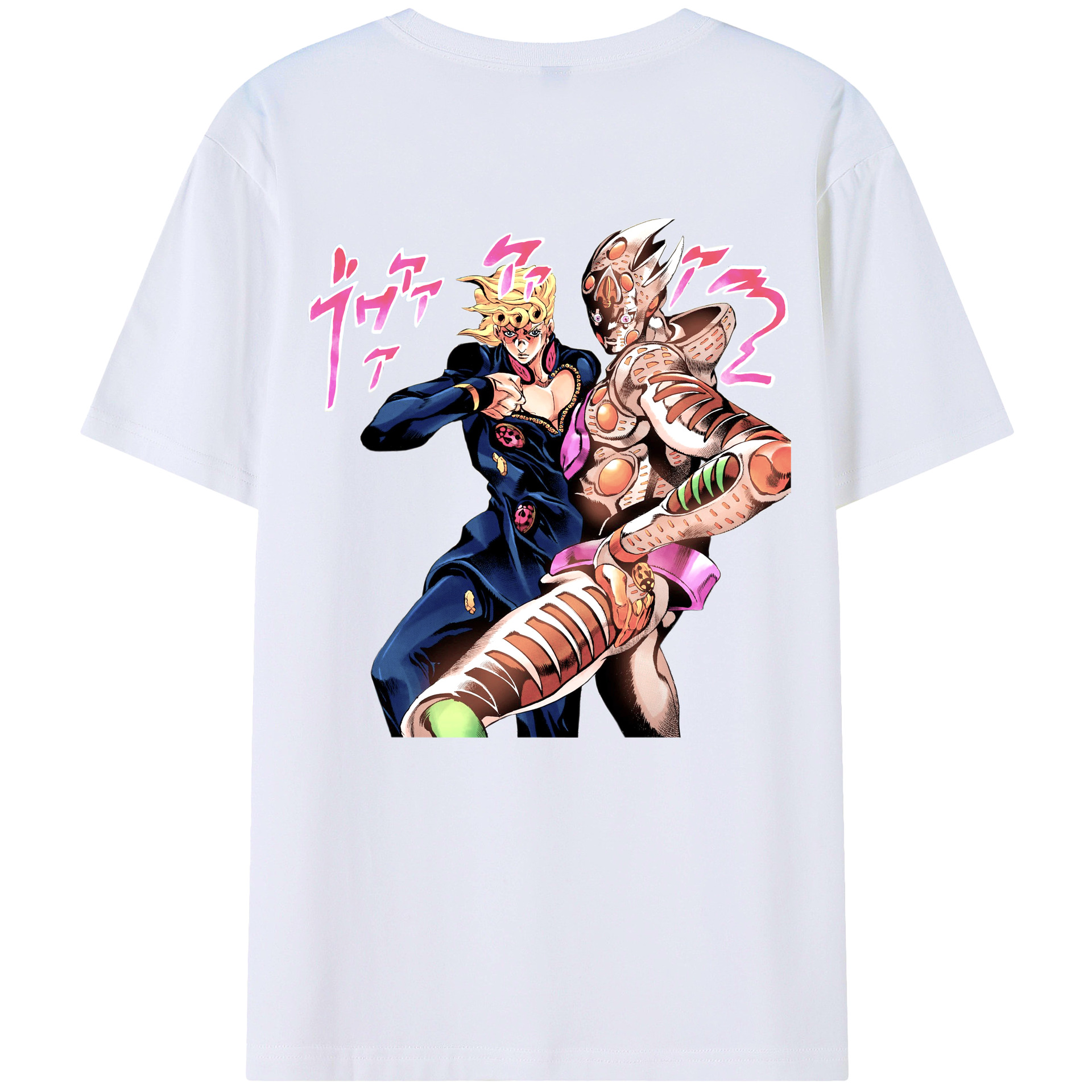 （画像用） ジョジョの奇妙な冒険 ジョルノ?ジョバァーナ JoJo's Bizarre Adventure Giorno Giovanna 綿100％ メンズ半袖Tシャツ（バックプリント） 通気性