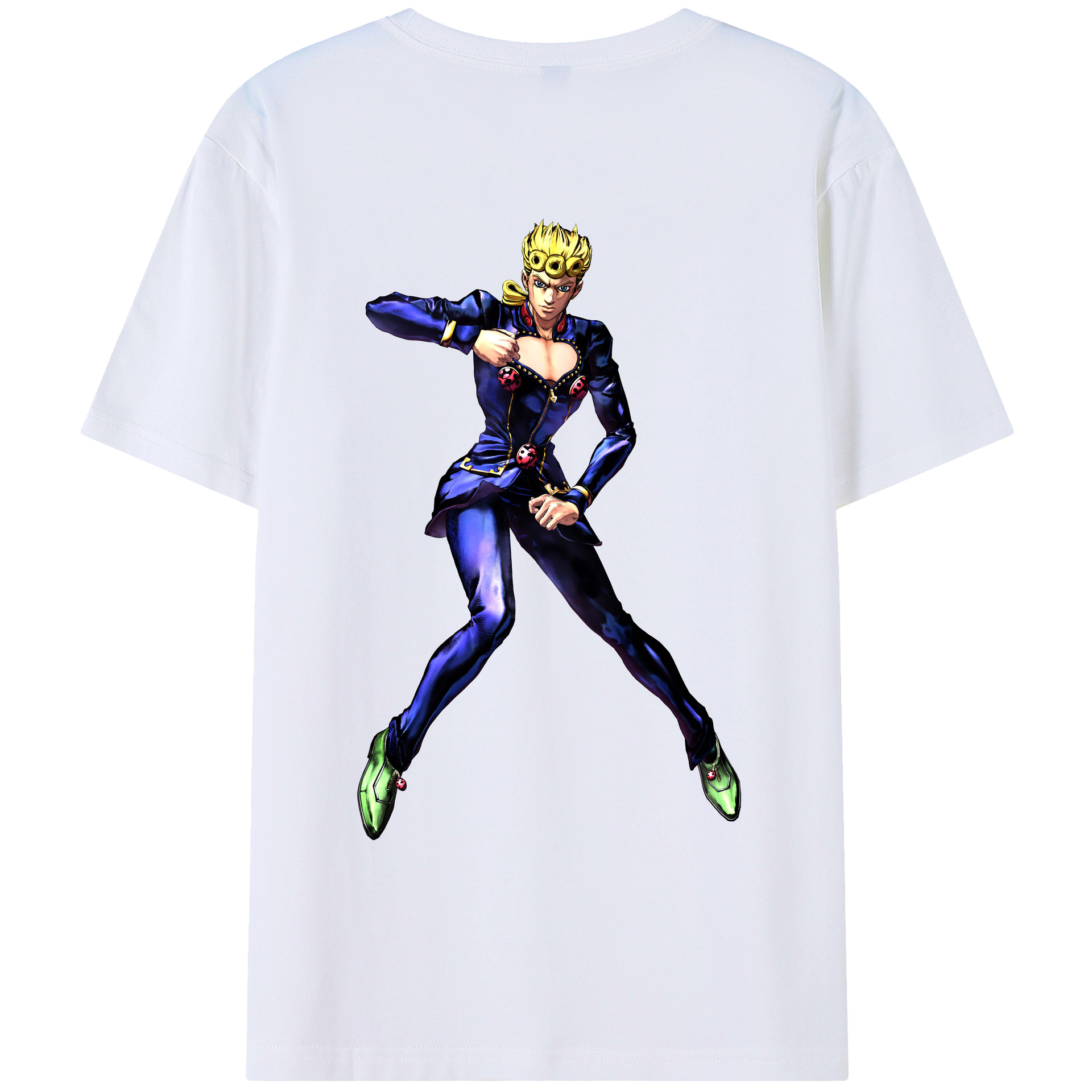 （画像用） ジョジョの奇妙な冒険 ジョルノ?ジョバァーナ JoJo's Bizarre Adventure Giorno Giovanna 綿100％ メンズ半袖Tシャツ（バックプリント） 通気性
