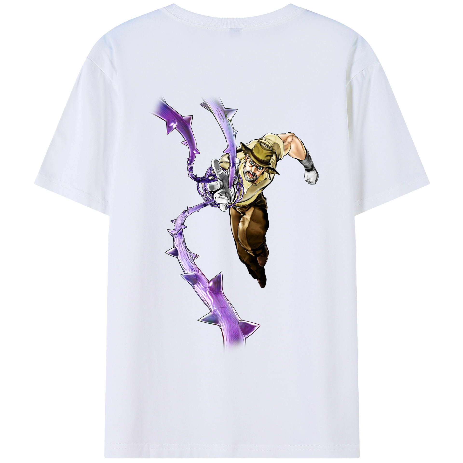 （画像用） ジョジョの奇妙な冒険 ジョセフ?ジョースター JoJo's Bizarre Adventure Joseph Joestar 綿100％ メンズ半袖Tシャツ（バックプリント） 通気性