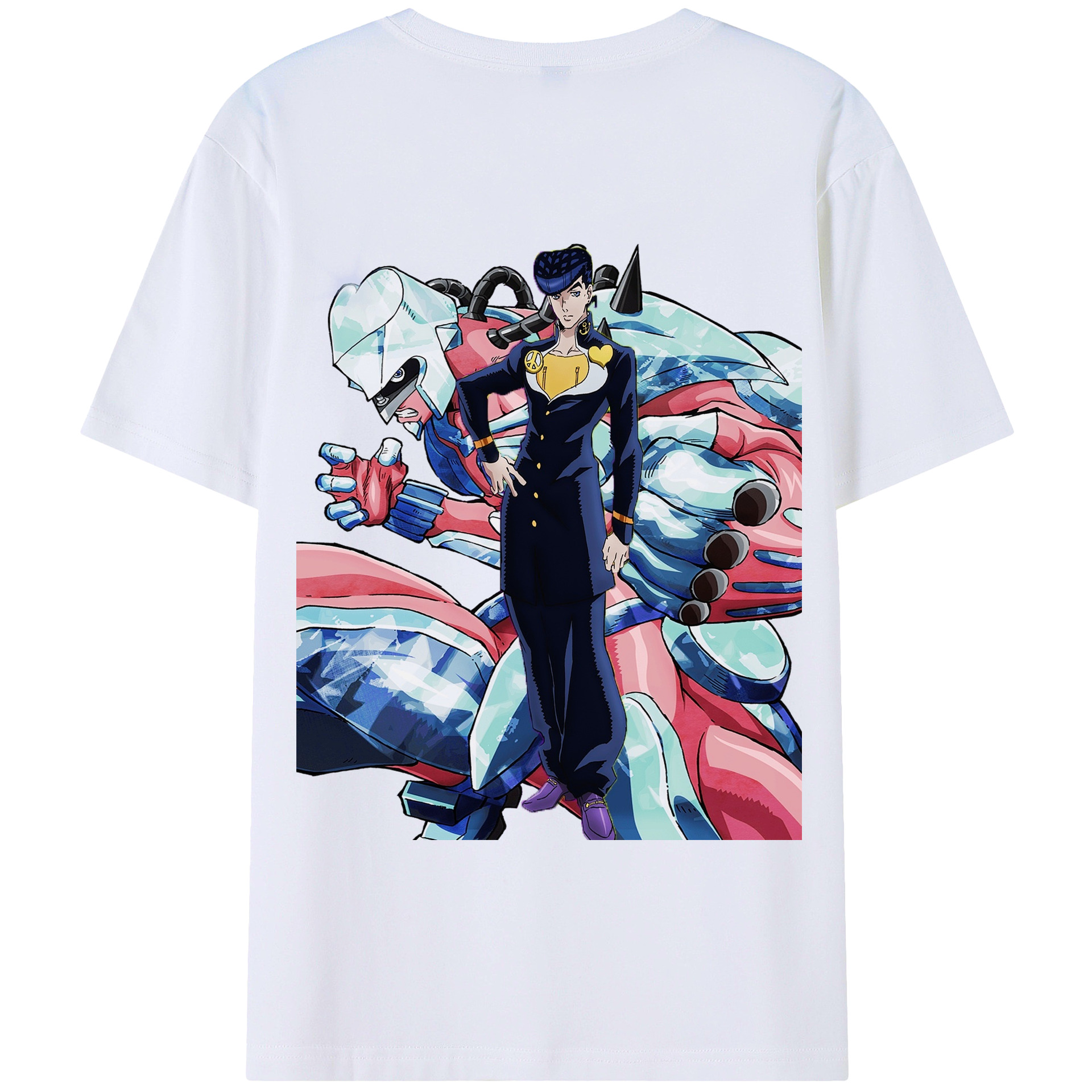 （画像用） ジョジョの奇妙な冒険 ひがしかた じょうすけ JoJo's Bizarre Adventure Higashikata Josuke 綿100％ メンズ半袖Tシャツ（バックプリント） 通気性