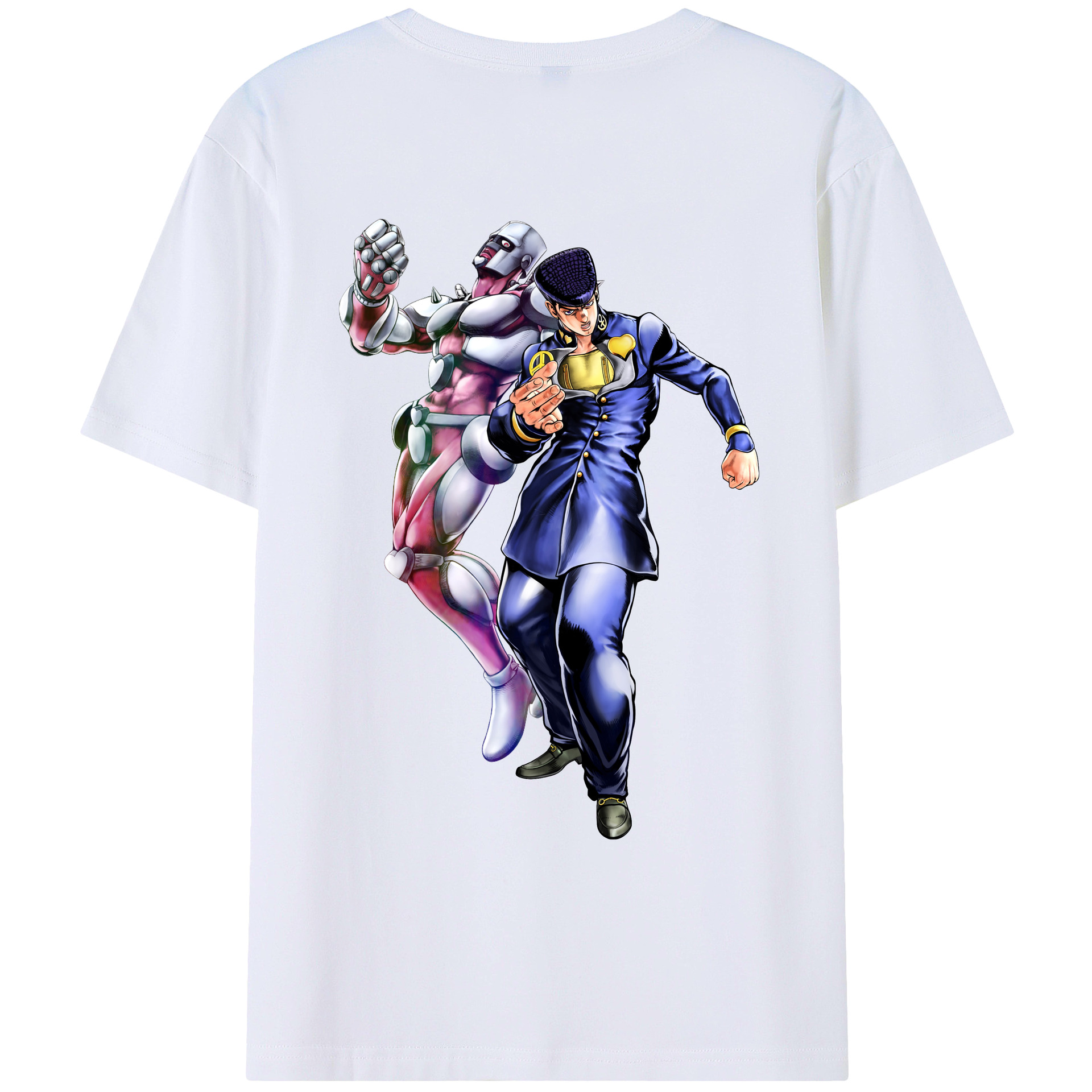 （画像用） ジョジョの奇妙な冒険 ひがしかた じょうすけ JoJo's Bizarre Adventure Higashikata Josuke 綿100％ メンズ半袖Tシャツ（バックプリント） 通気性