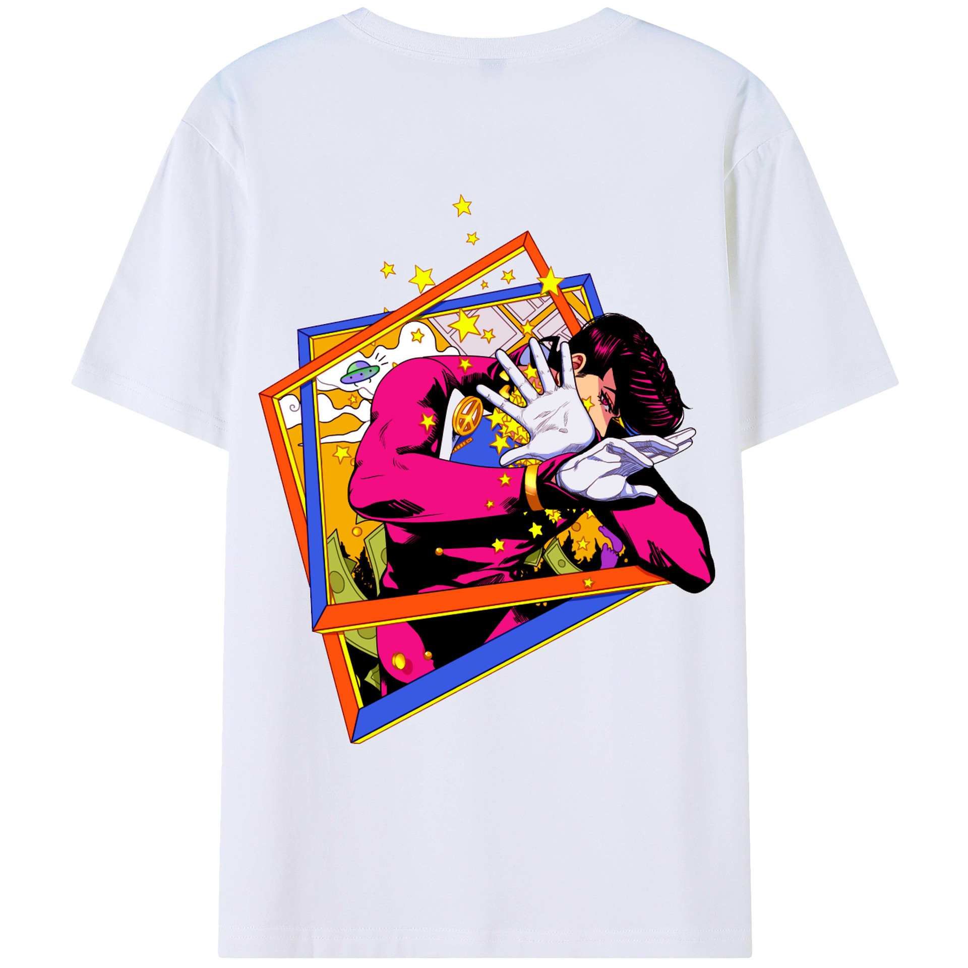 （画像用） ジョジョの奇妙な冒険 ひがしかた じょうすけ JoJo's Bizarre Adventure Higashikata Josuke 綿100％ メンズ半袖Tシャツ（バックプリント） 通気性