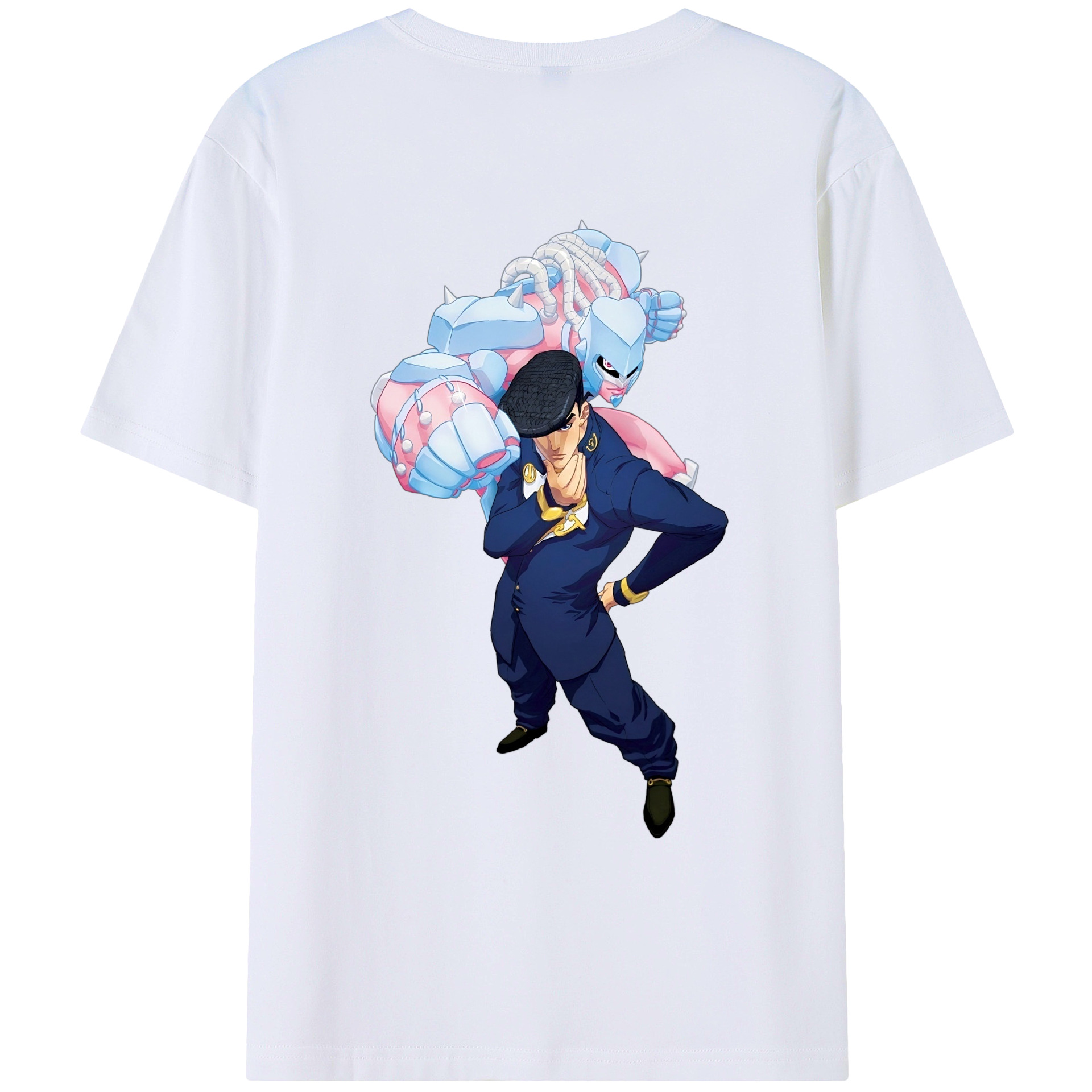 （画像用） ジョジョの奇妙な冒険 ひがしかた じょうすけ JoJo's Bizarre Adventure Higashikata Josuke 綿100％ メンズ半袖Tシャツ（バックプリント） 通気性