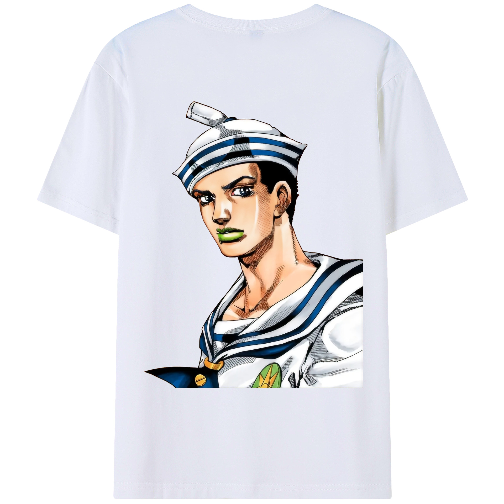 （画像用） ジョジョの奇妙な冒険 東方定助 JoJo's Bizarre Adventure Higashikata Josuke 綿100％ メンズ半袖Tシャツ（バックプリント） 通気性