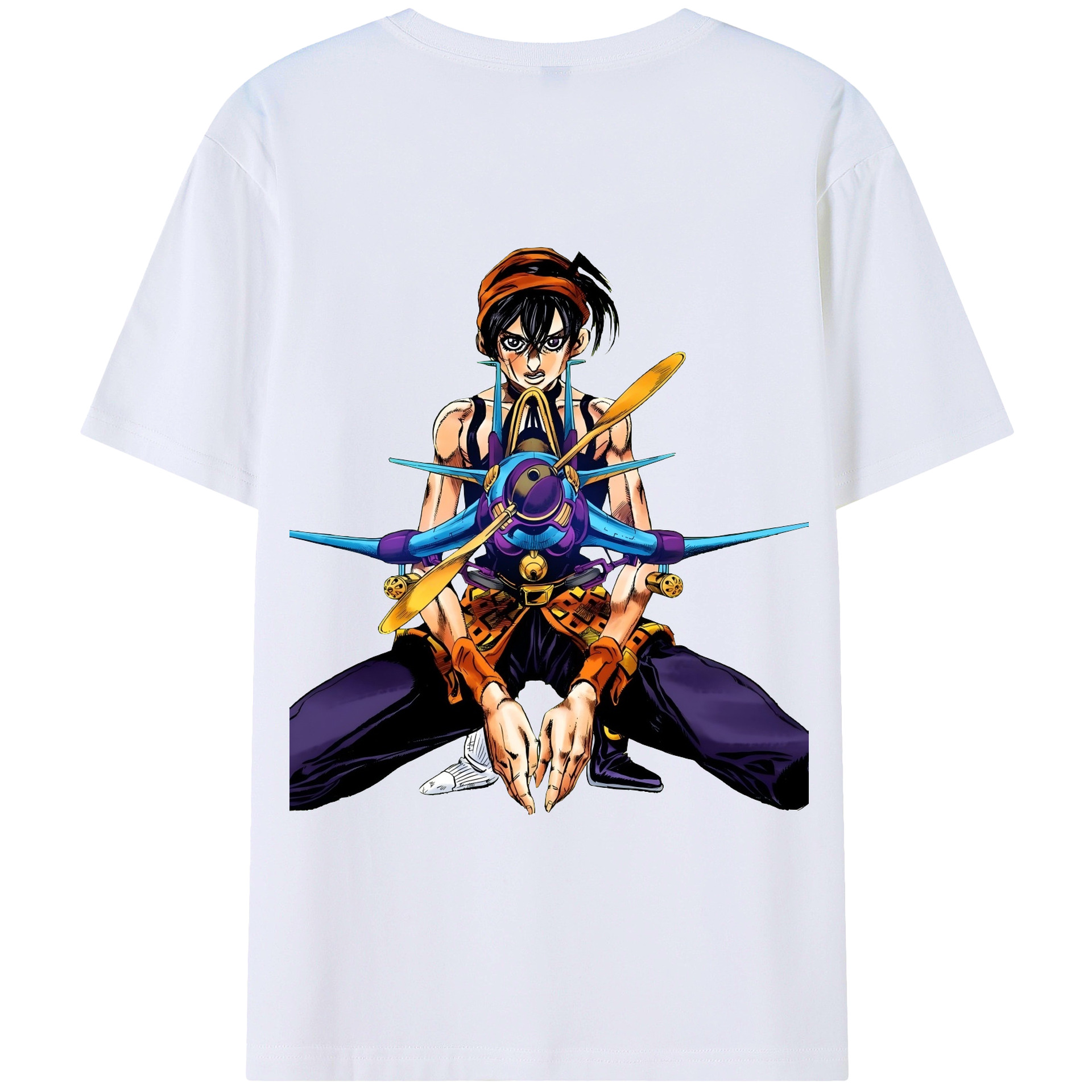 （画像用） ジョジョの奇妙な冒険 ナランチャ?ギルガ JoJo's Bizarre Adventure Narancia Ghirga 綿100％ メンズ半袖Tシャツ（バックプリント） 通気性