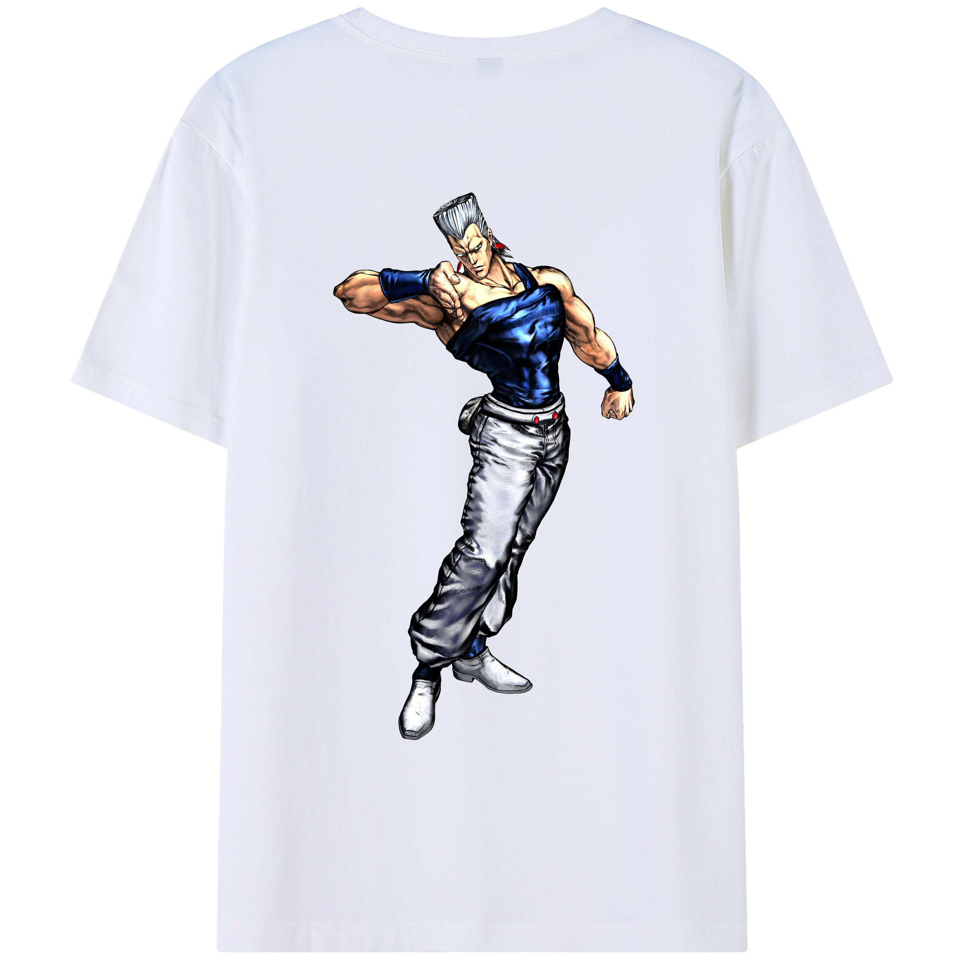 （画像用） ジョジョの奇妙な冒険 ジャン＝ピエール?ポルナレフ JoJo's Bizarre Adventure Jan Pierre Polnareff 綿100％ メンズ半袖Tシャツ（バックプリント） 通気性