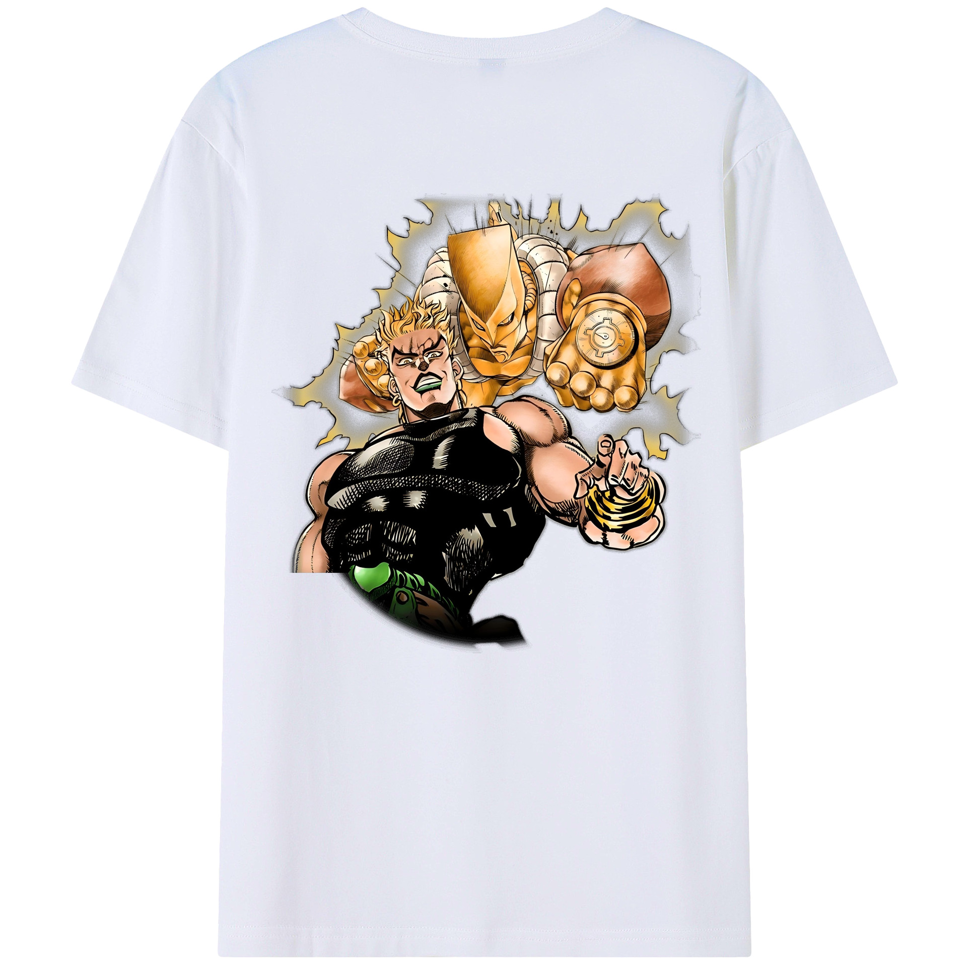 （画像用） ジョジョの奇妙な冒険 ディオ?ブランドー JoJo's Bizarre Adventure Dio Brando 綿100％ メンズ半袖Tシャツ（バックプリント） 通気性