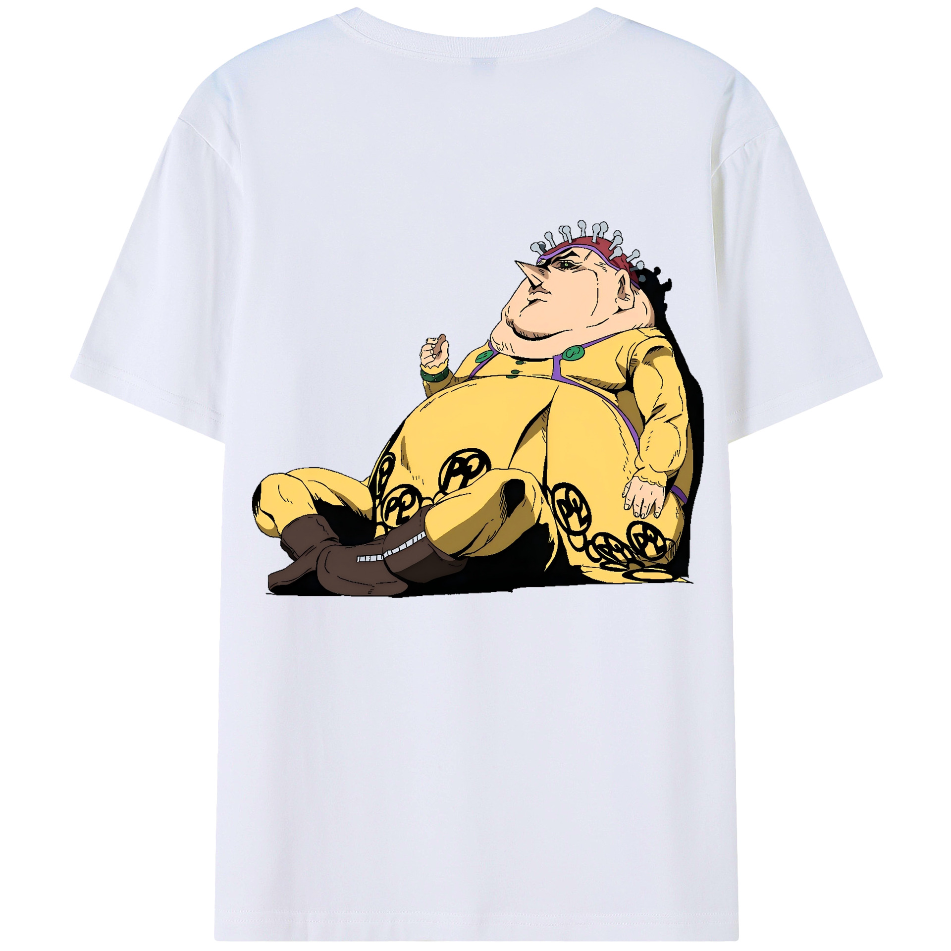 （画像用） ジョジョの奇妙な冒険 ポルポ JoJo's Bizarre Adventure Polpo 綿100％ メンズ半袖Tシャツ（バックプリント） 通気性