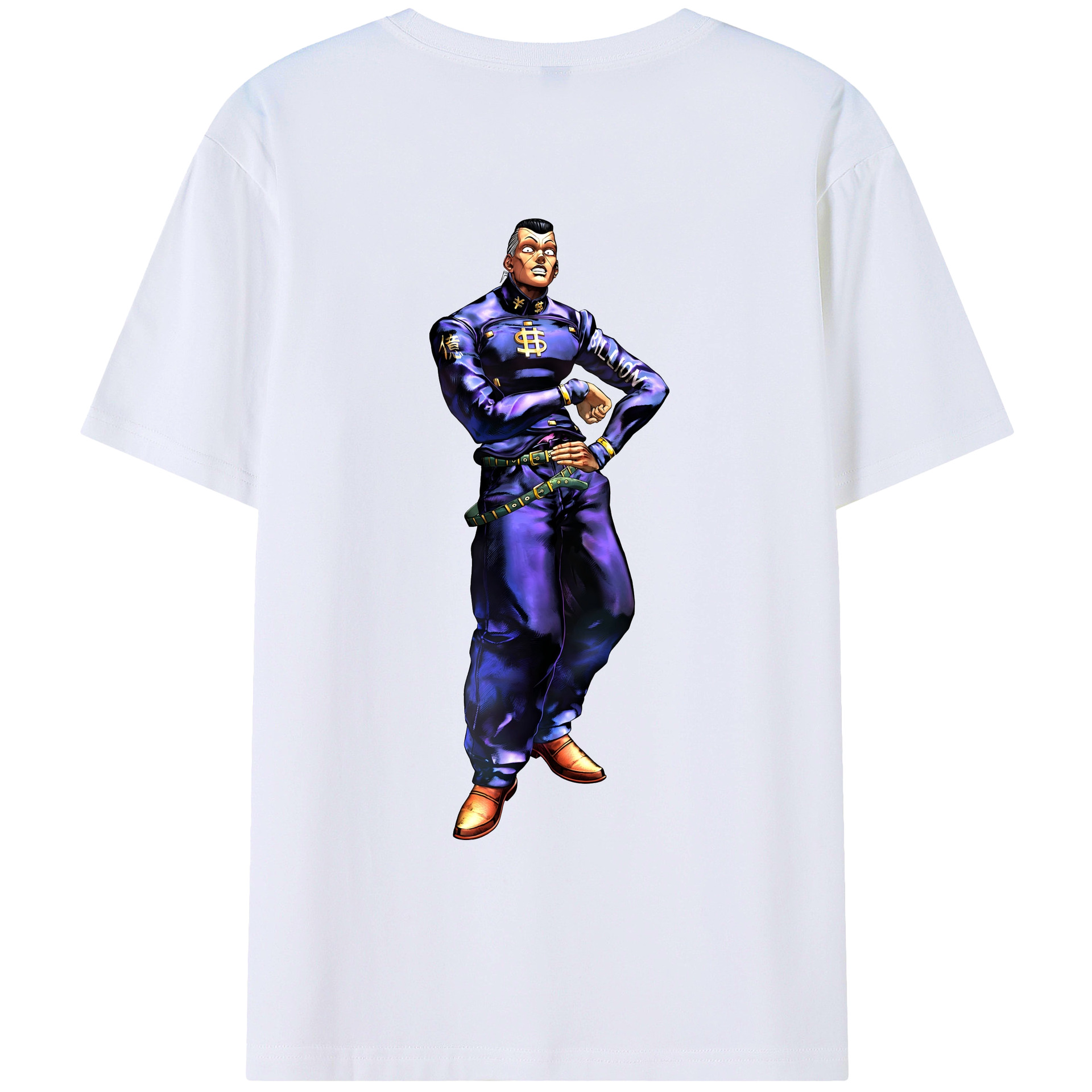 （画像用） ジョジョの奇妙な冒険 虹村億泰 にじむら おくやす JoJo's Bizarre Adventure Nijimura Okuyasu 綿100％ メンズ半袖Tシャツ（バックプリント） 通気性