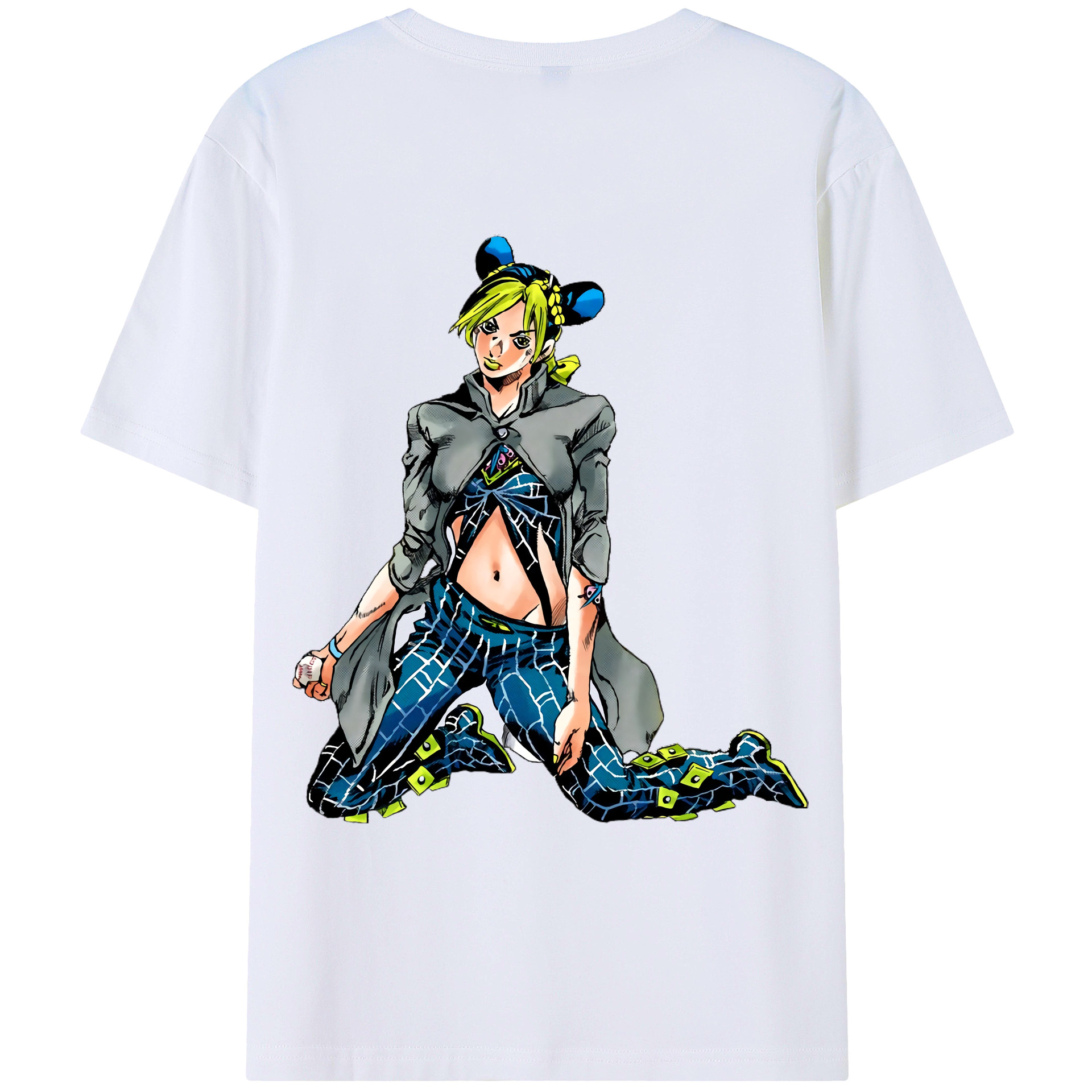 （画像用） "ジョジョの奇妙な冒険 くうじょう ジョリーン JoJo's Bizarre Adventure Jolyne Cujoh " 綿100％ メンズ半袖Tシャツ（バックプリント） 通気性