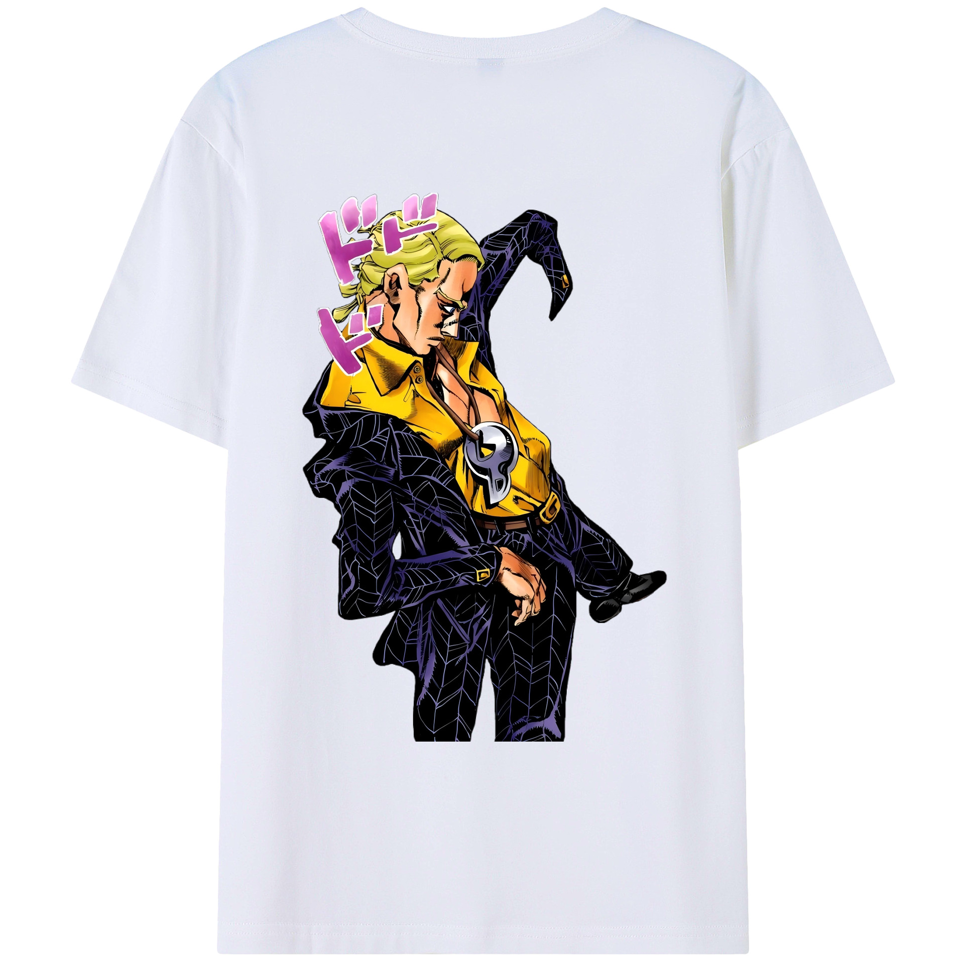 （画像用） ジョジョの奇妙な冒険 プロシュート JoJo's Bizarre Adventure Prosciutto 綿100％ メンズ半袖Tシャツ（バックプリント） 通気性