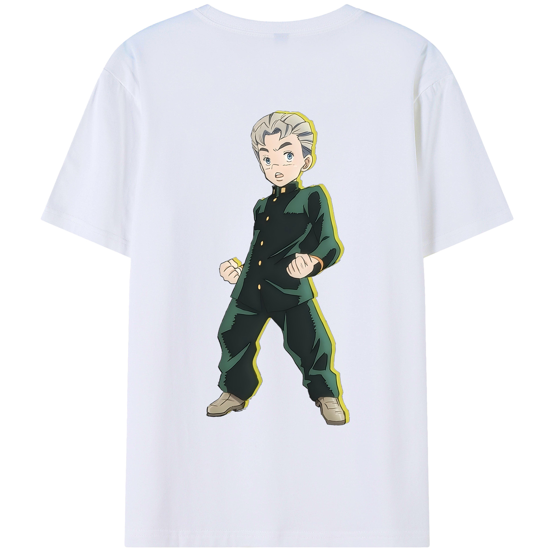 （画像用） ジョジョの奇妙な冒険 広瀨康一 JoJo's Bizarre Adventure Hirose Koichi 綿100％ メンズ半袖Tシャツ（バックプリント） 通気性