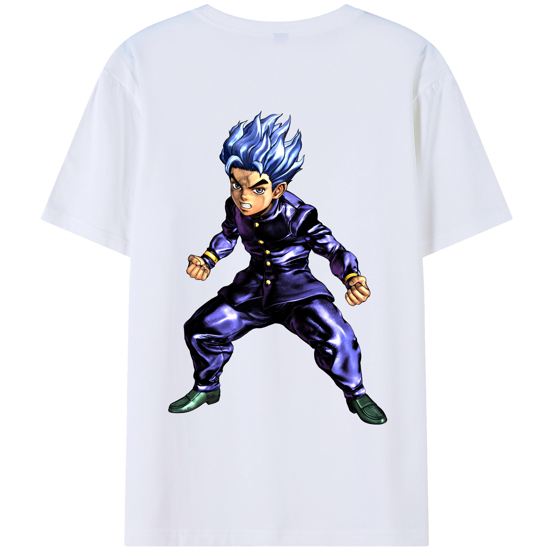 （画像用） ジョジョの奇妙な冒険 広瀨康一 JoJo's Bizarre Adventure Hirose Koichi 綿100％ メンズ半袖Tシャツ（バックプリント） 通気性