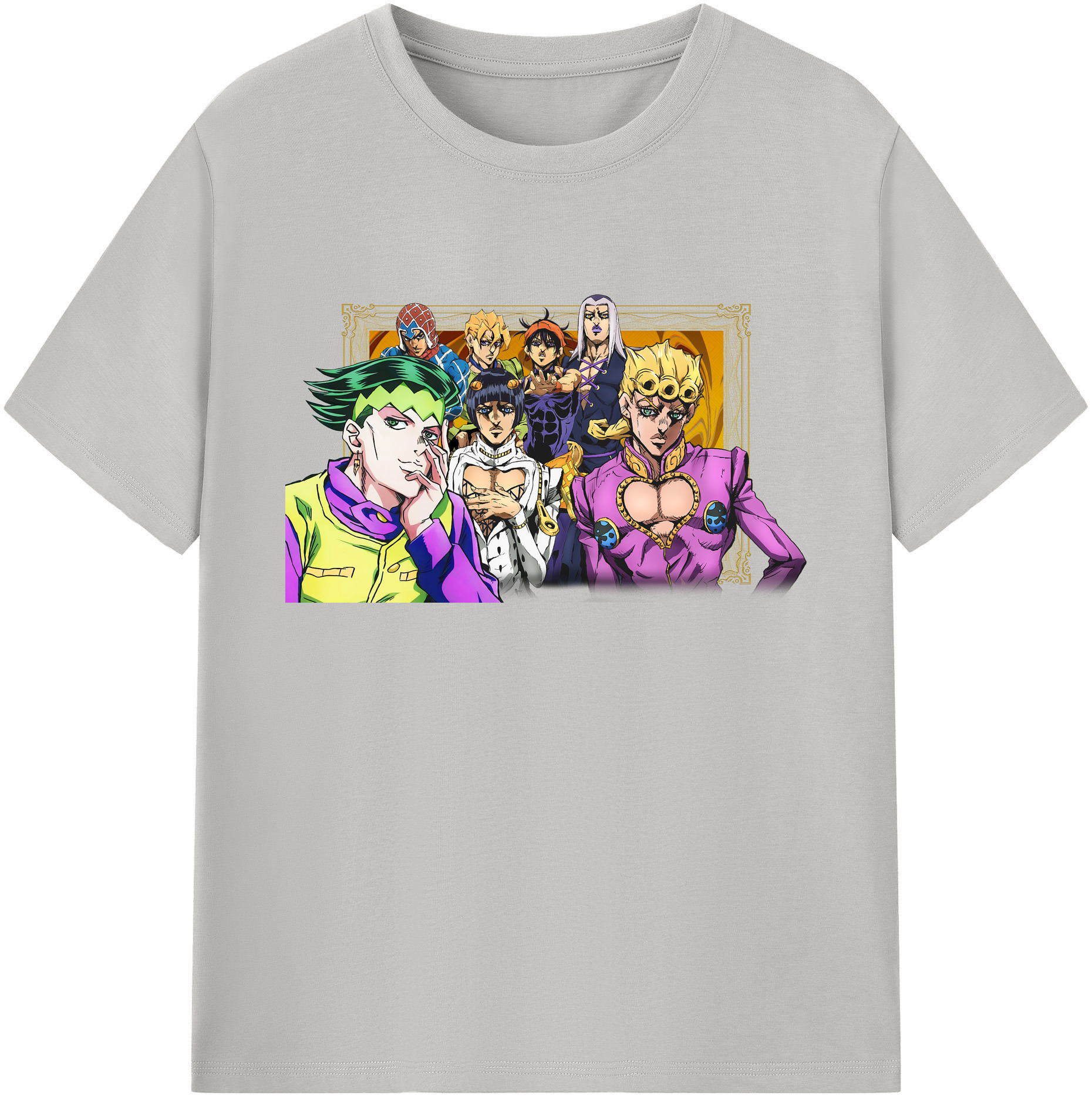 （画像用） ジョジョの奇妙な冒険 ジョルノ?ジョバァーナ JoJo's Bizarre Adventure Giorno Giovanna 綿100％ メンズ半袖Tシャツ｜肌触りやわらか＆通気性