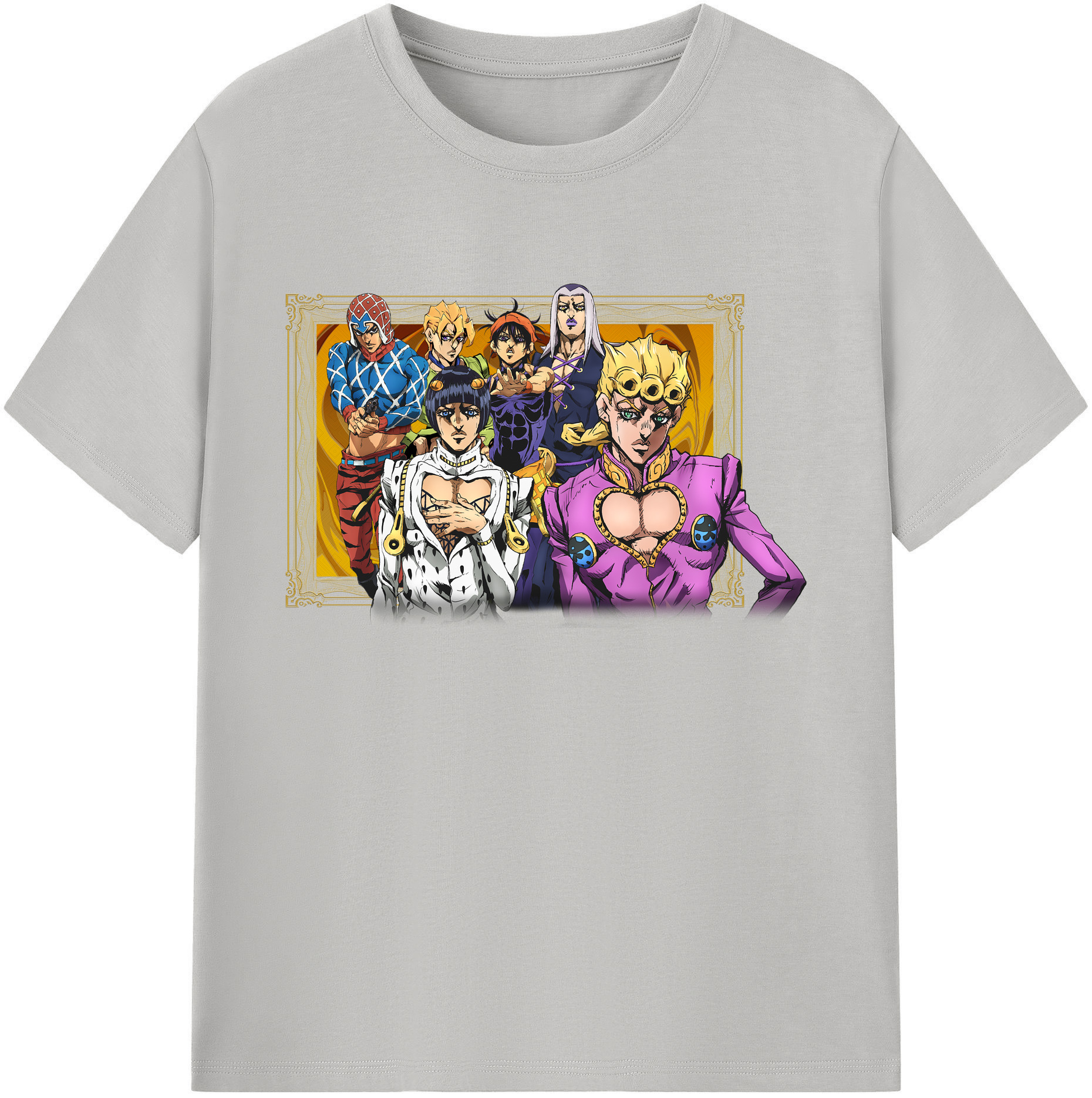 （画像用） ジョジョの奇妙な冒険 ジョルノ?ジョバァーナ JoJo's Bizarre Adventure Giorno Giovanna 綿100％ メンズ半袖Tシャツ｜肌触りやわらか＆通気性