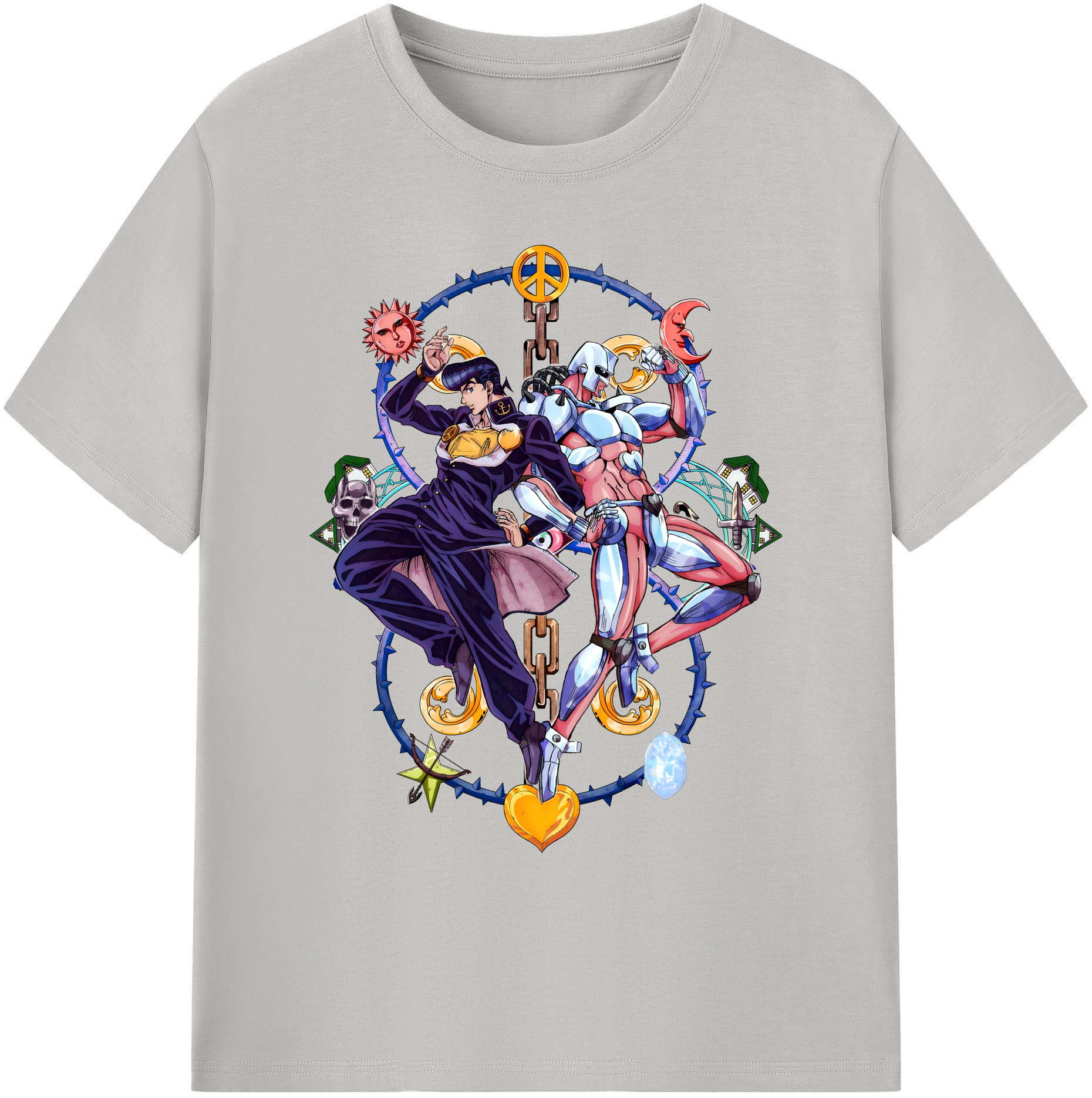 （画像用） ジョジョの奇妙な冒険 ひがしかた じょうすけ JoJo's Bizarre Adventure Higashikata Josuke 綿100％ メンズ半袖Tシャツ｜肌触りやわらか＆通気性
