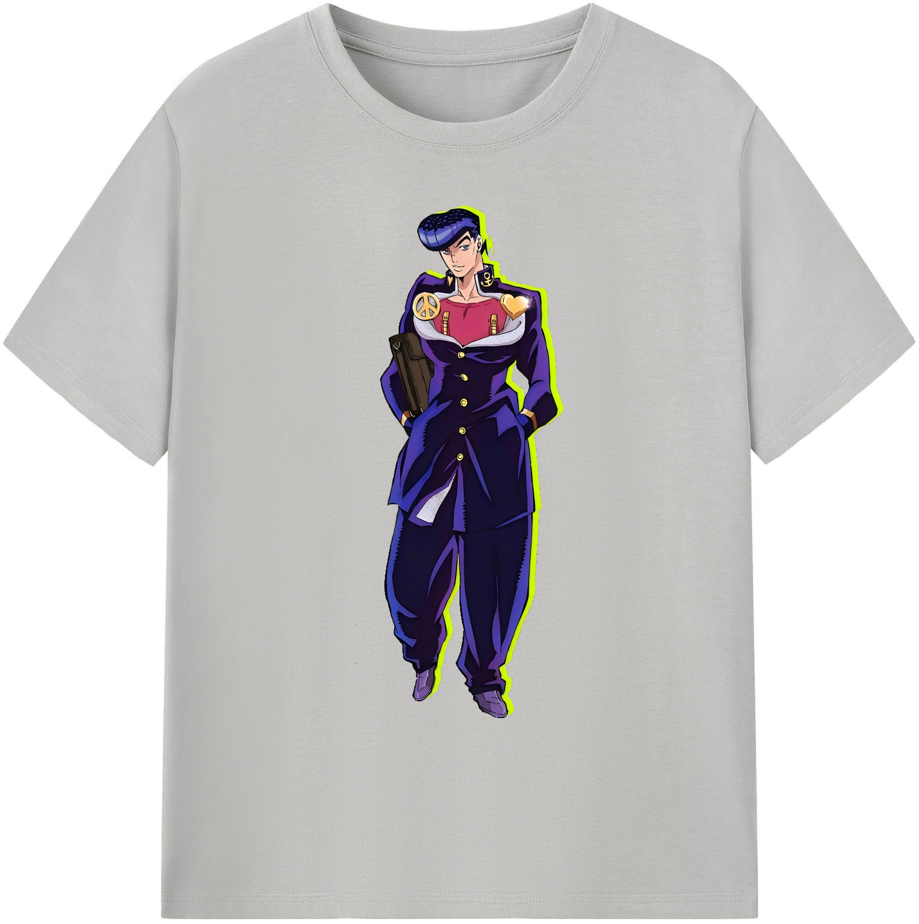 （画像用） ジョジョの奇妙な冒険 ひがしかた じょうすけ JoJo's Bizarre Adventure Higashikata Josuke 綿100％ メンズ半袖Tシャツ｜肌触りやわらか＆通気性