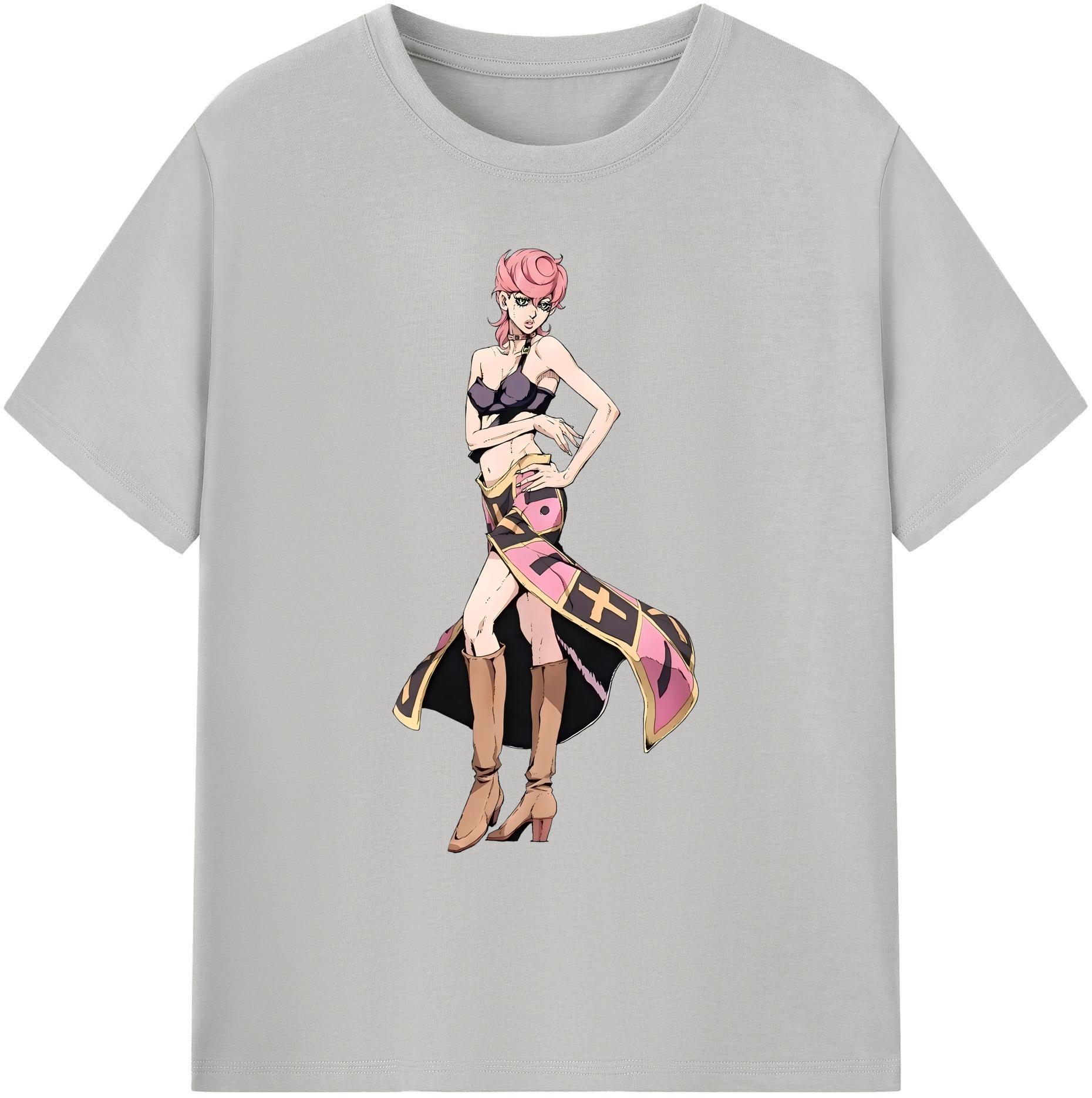 （画像用） ジョジョの奇妙な冒険 トリッシュ?ウナ JoJo's Bizarre Adventure Trish Una 綿100％ メンズ半袖Tシャツ｜肌触りやわらか＆通気性