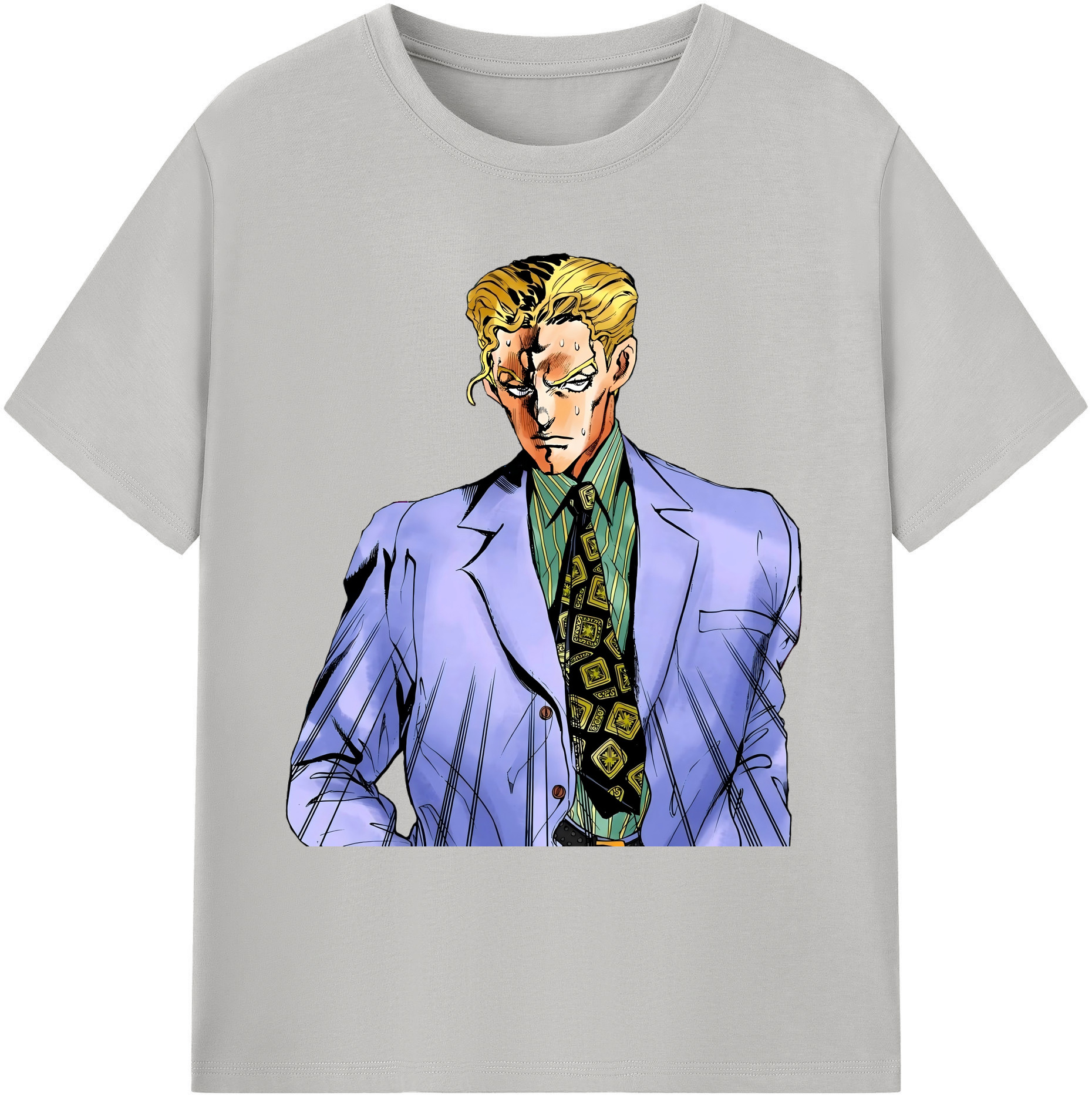 （画像用） ジョジョの奇妙な冒険 きら よしかげ JoJo's Bizarre Adventure Kira Yoshikage 綿100％ メンズ半袖Tシャツ｜肌触りやわらか＆通気性