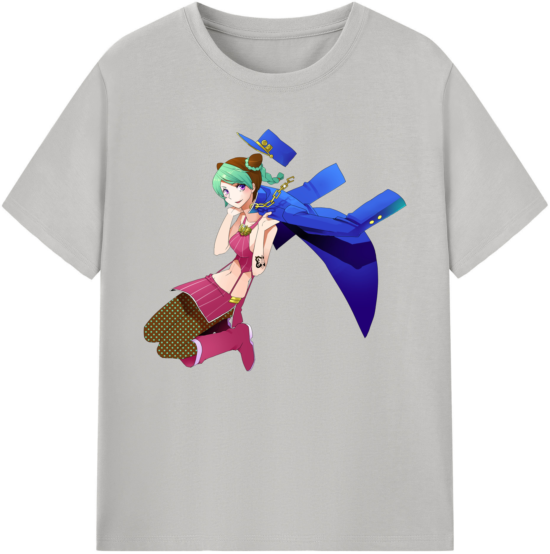 （画像用） "ジョジョの奇妙な冒険 くうじょう ジョリーン JoJo's Bizarre Adventure Jolyne Cujoh " 綿100％ メンズ半袖Tシャツ｜肌触りやわらか＆通気性